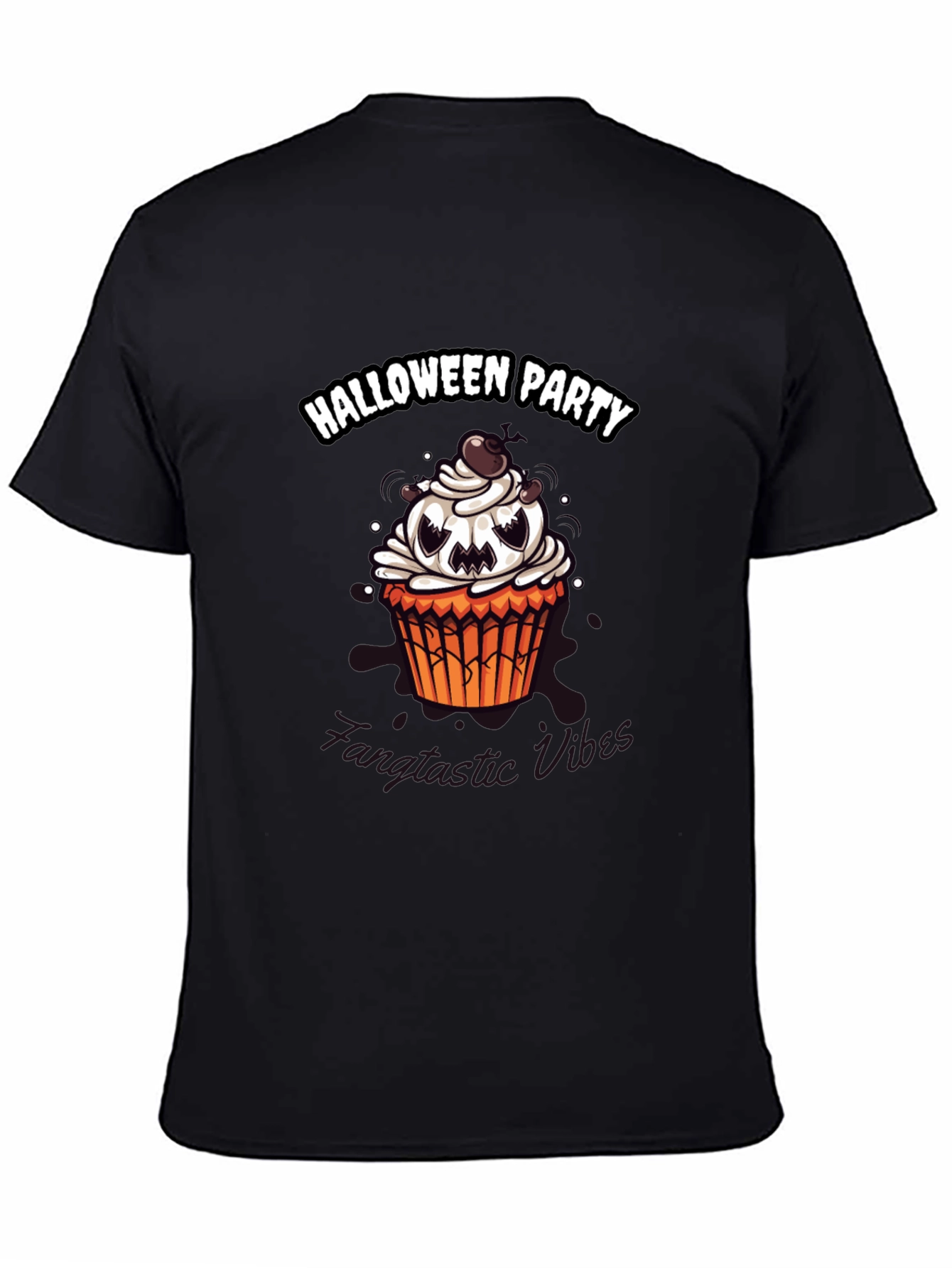 Halloween Party Cupcake Graphic Tee - Spooky Vibes