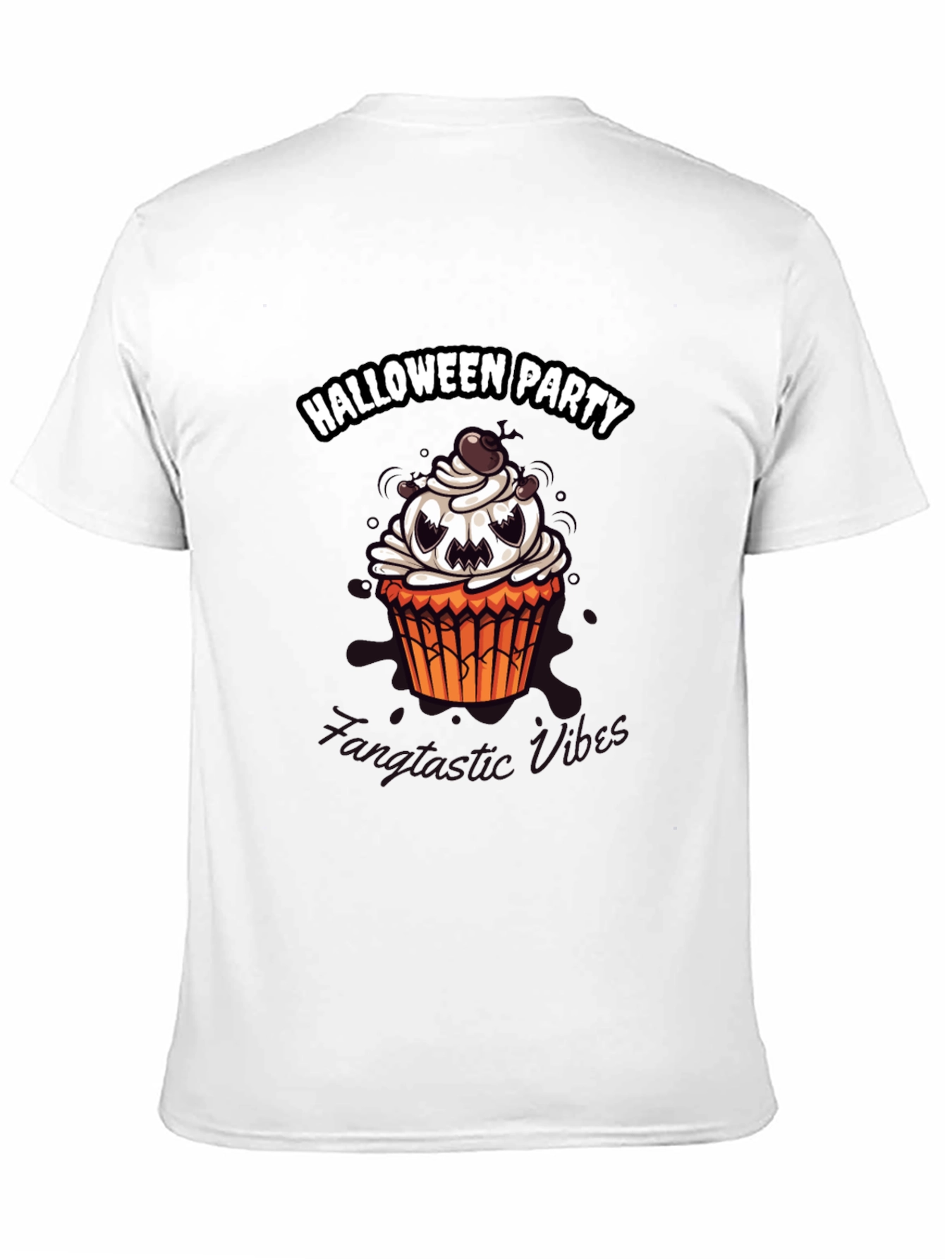 Halloween Party Cupcake Graphic Tee - Spooky Vibes