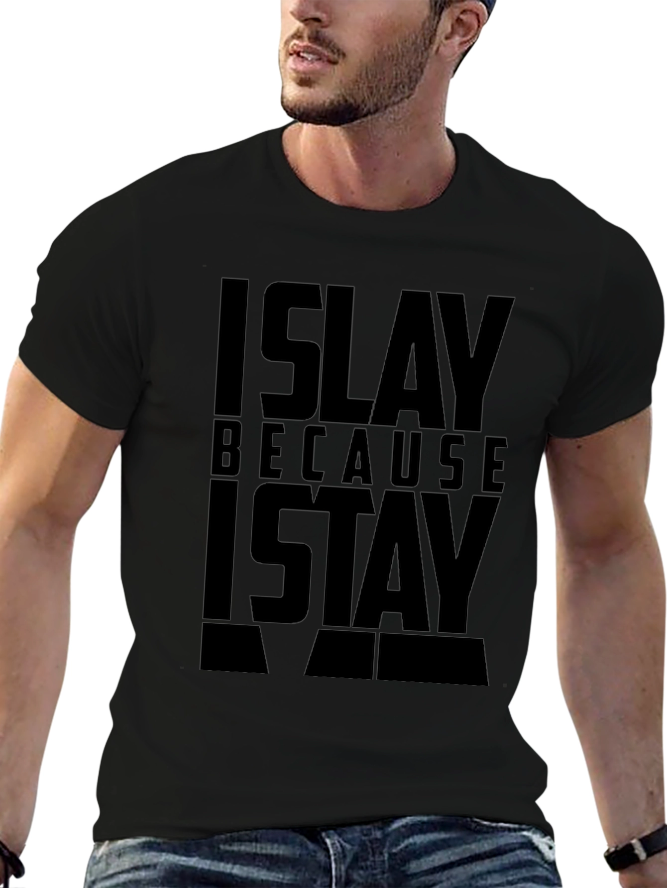 Islay Because I Stay Black Graphic T-Shirt