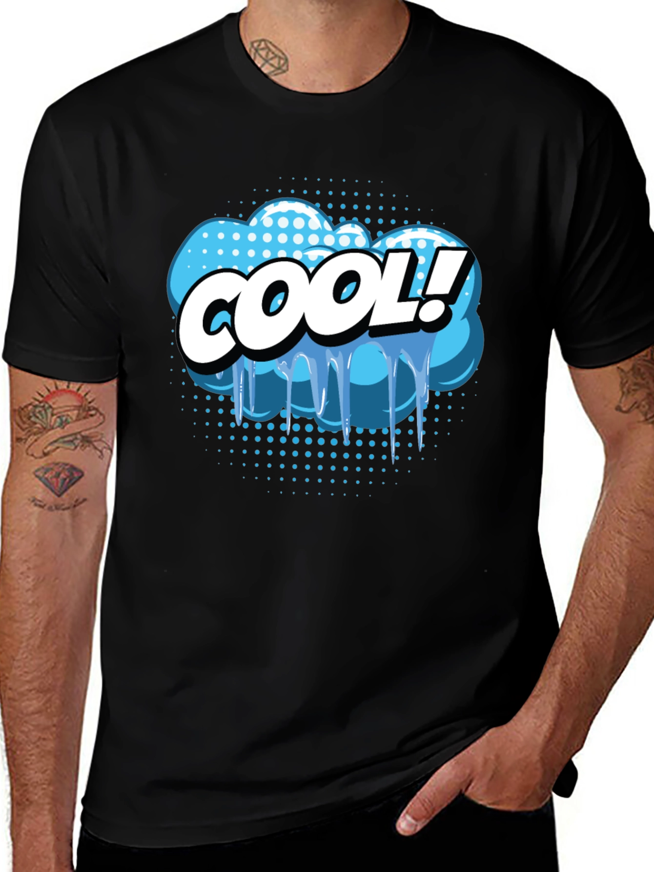 Cool Comic Style Graphic Tee - Black