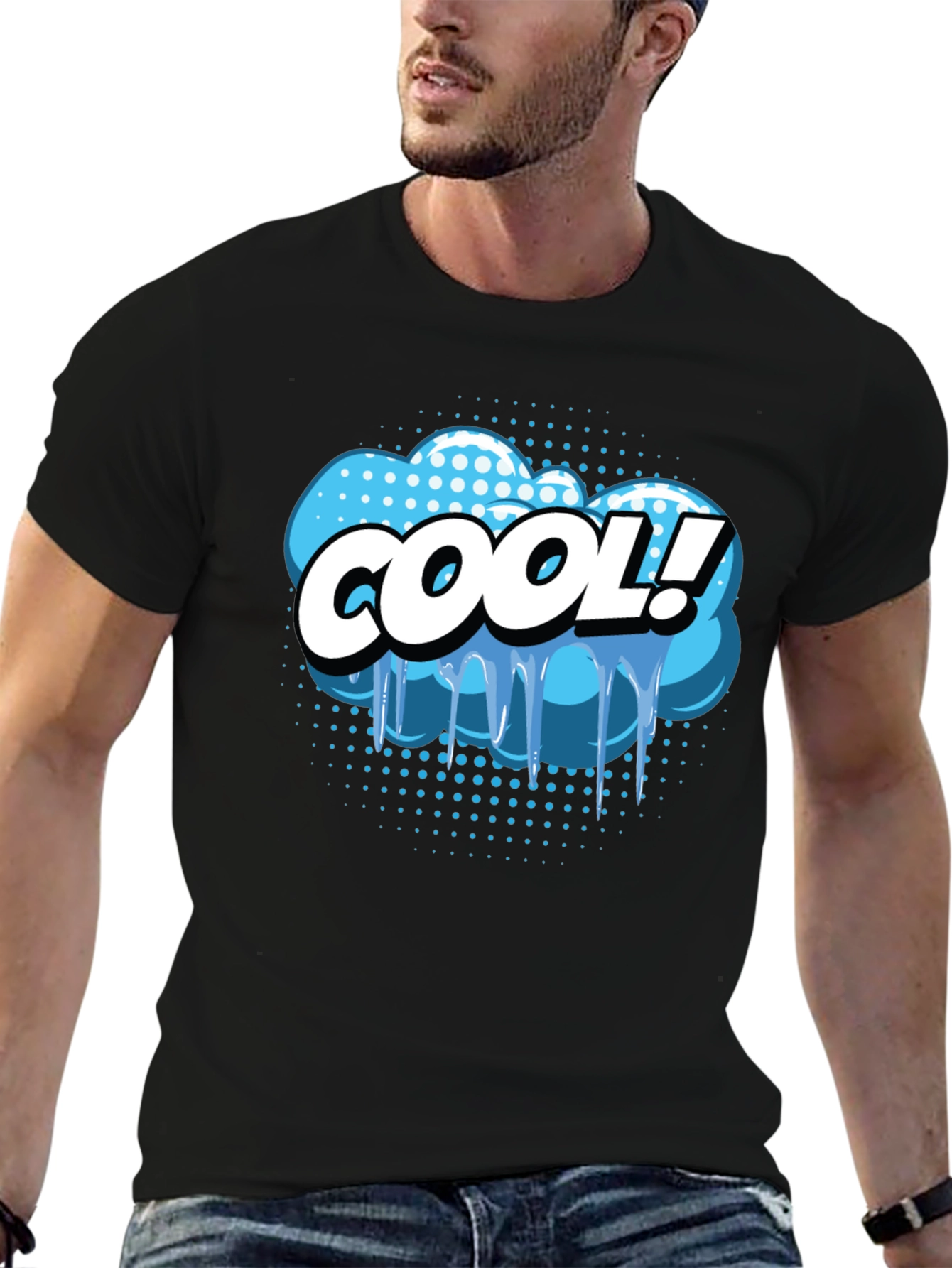 Cool Comic Style Graphic Tee - Black