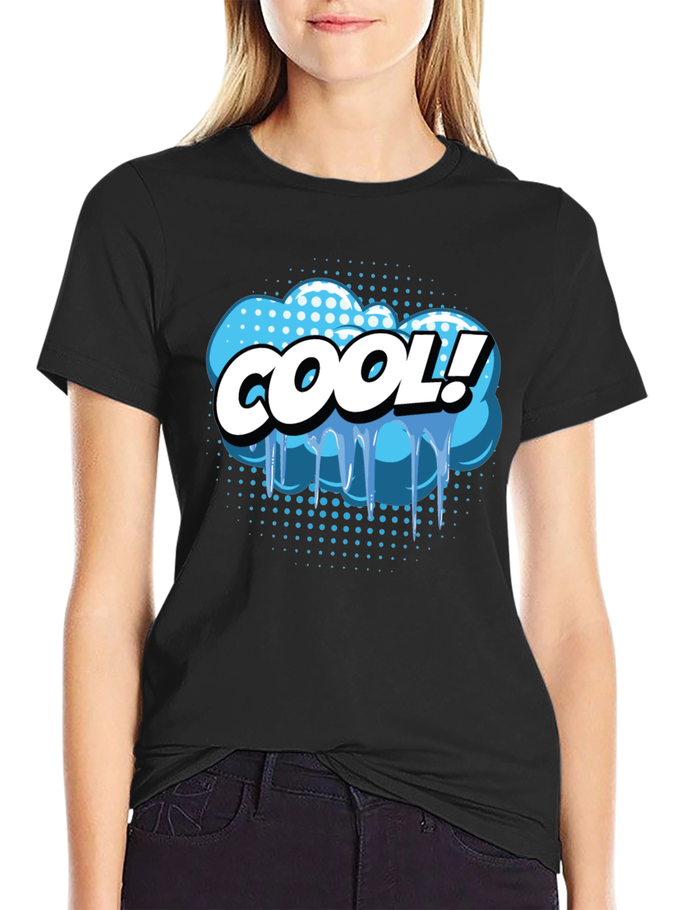 Cool Comic Style Graphic Tee - Black