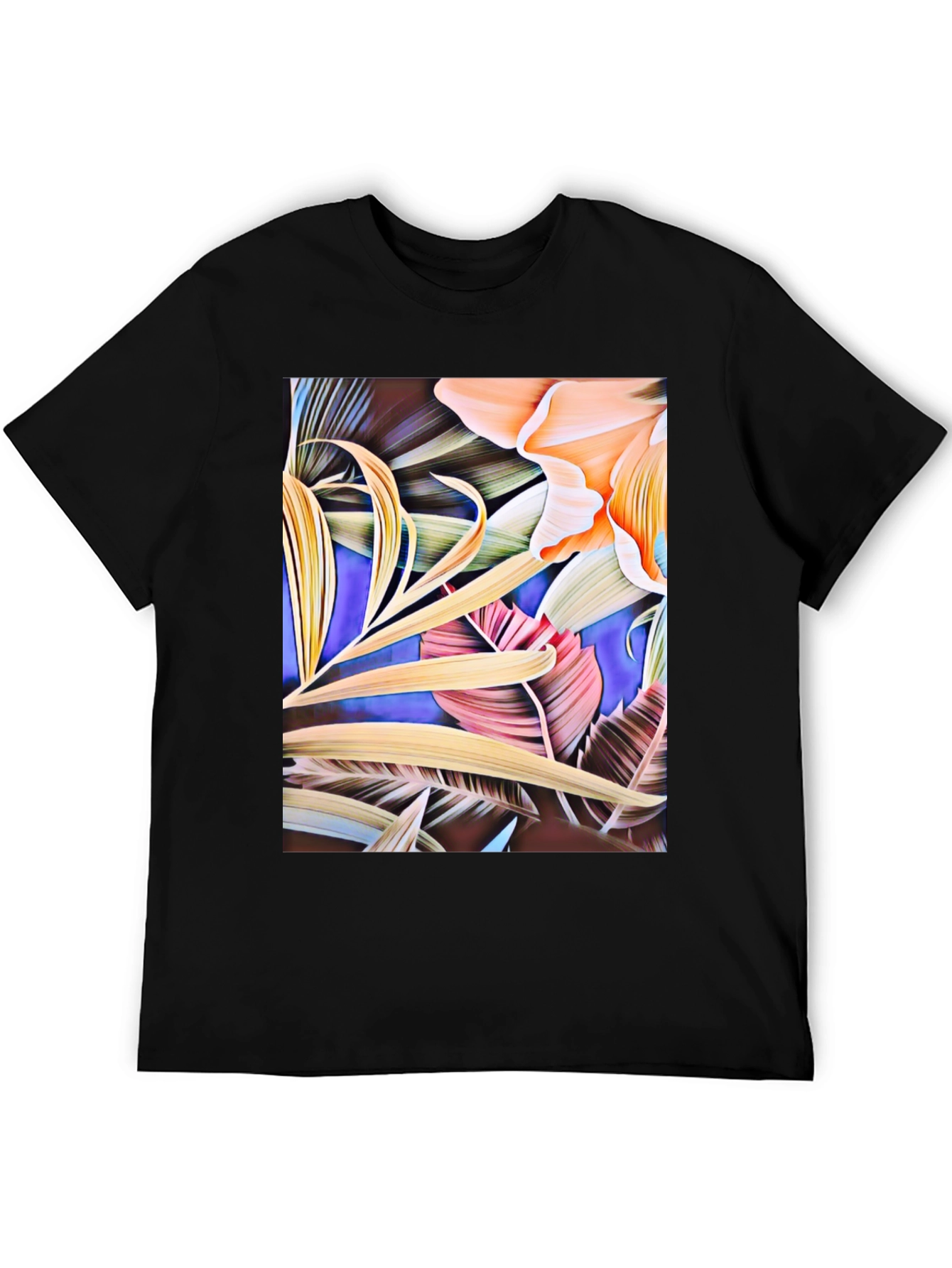Floral Print Black Graphic T-Shirt