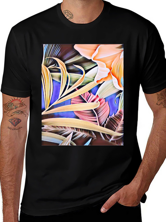 Floral Print Black Graphic T-Shirt