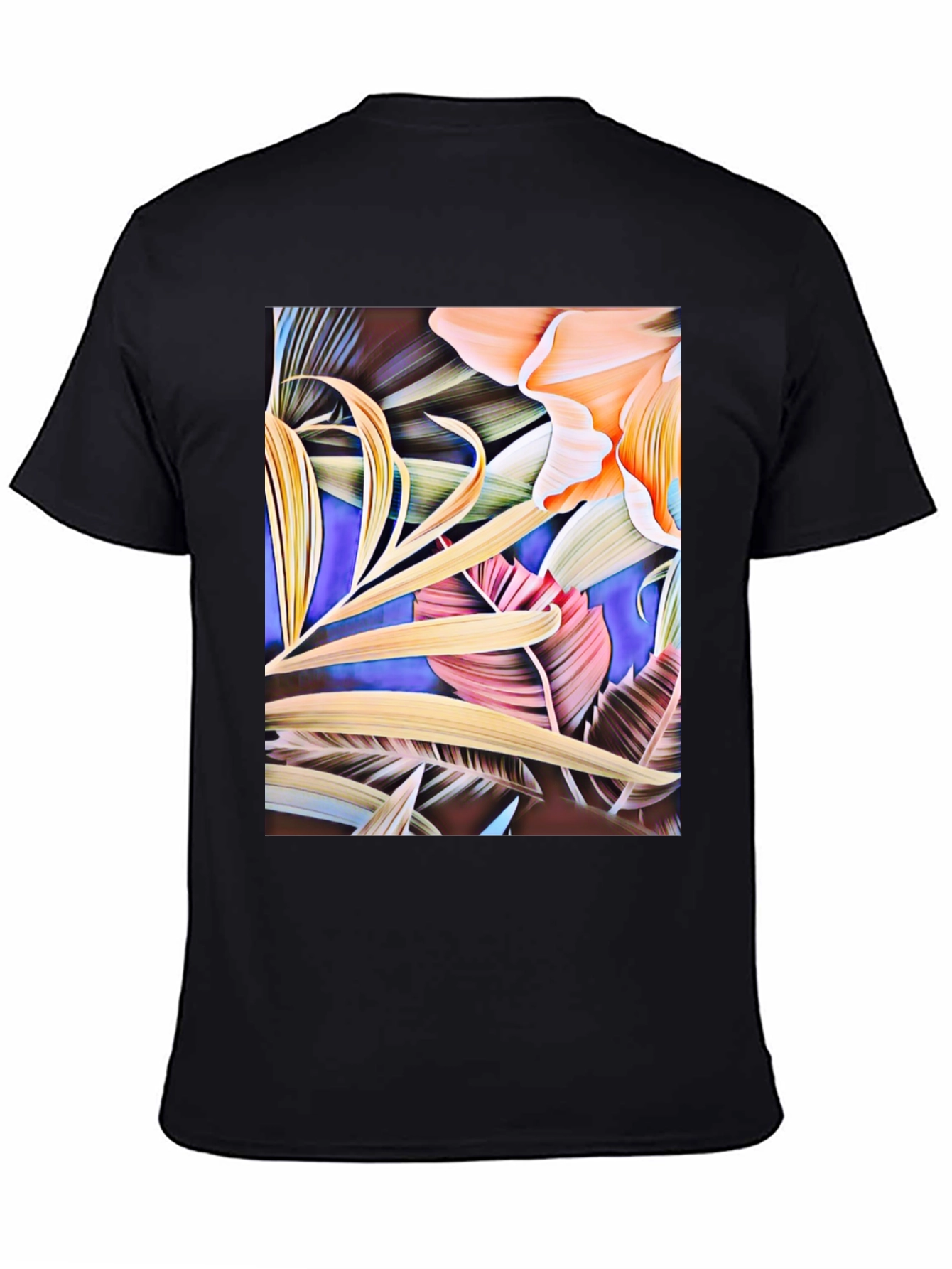Floral Print Black Graphic T-Shirt