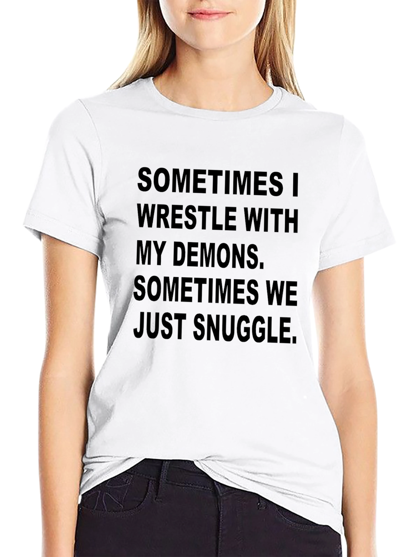 Demons Snuggle Graphic T-Shirt - Black