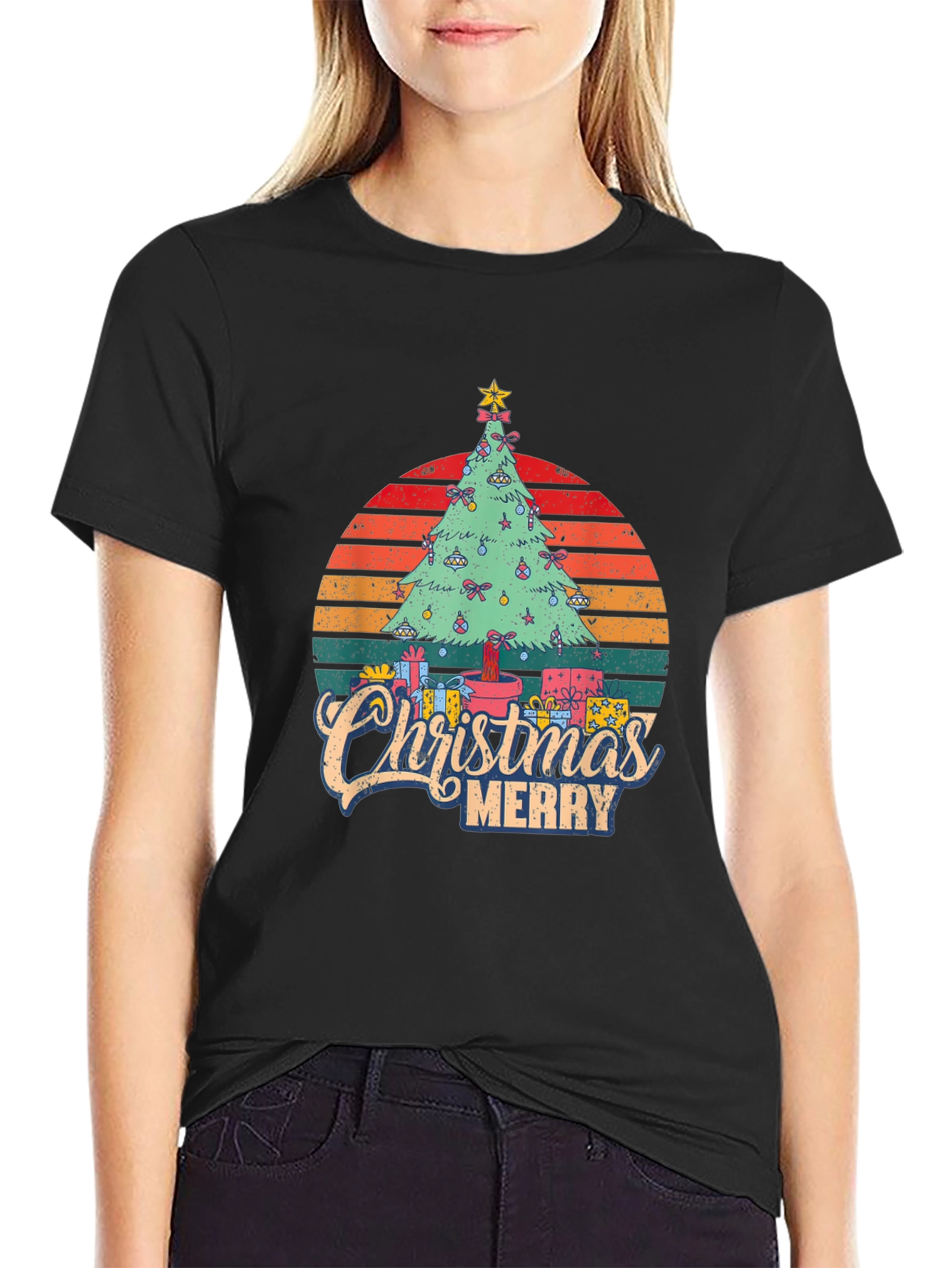 Christmas Tree Graphic Tee - Merry Holiday Shirt