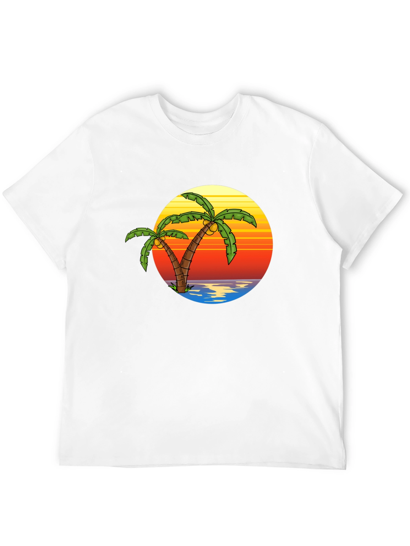Tropical Palm Tree Sunset Black T-Shirt