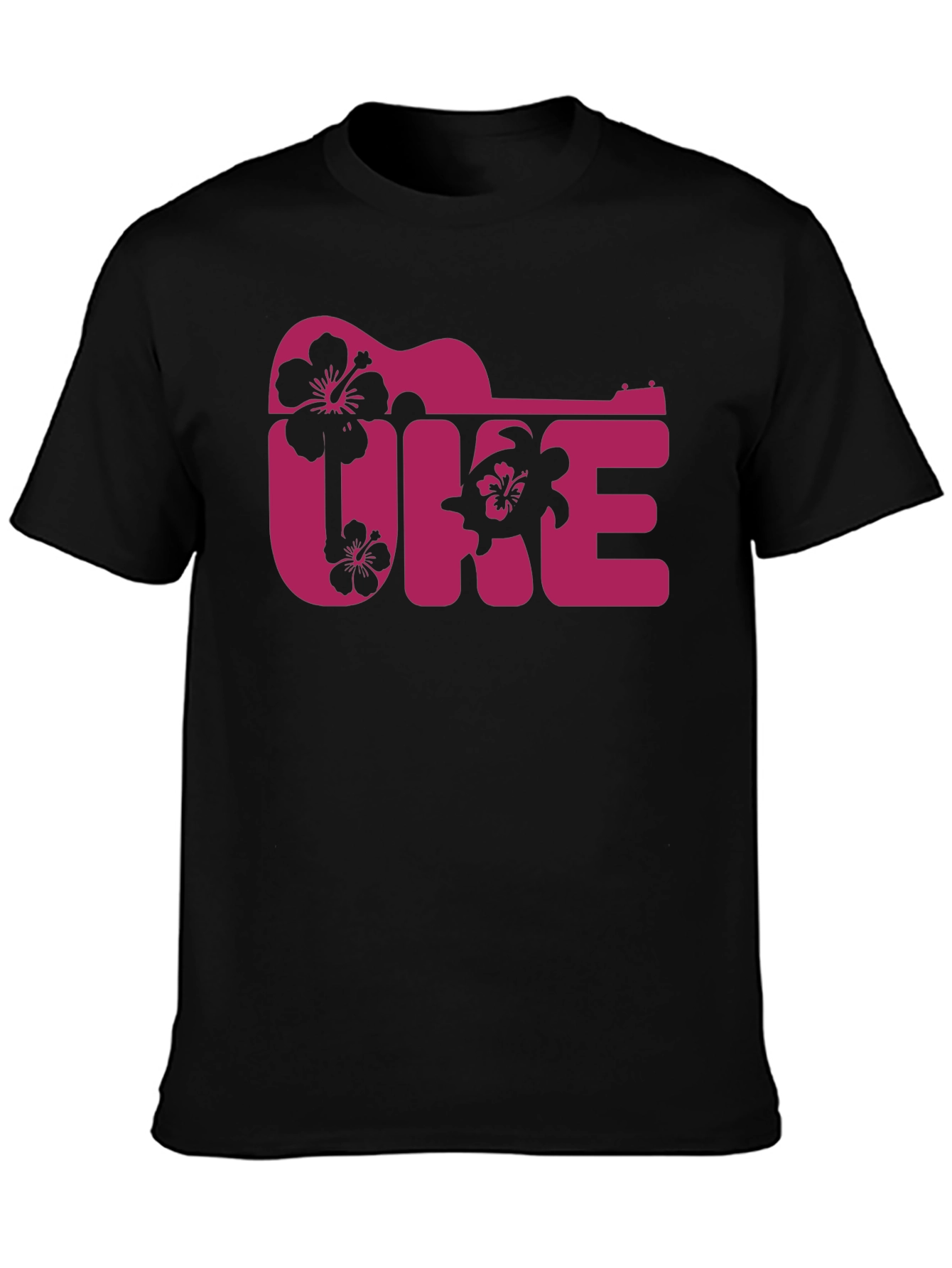 Ukulele Hawaii T-Shirt Black Graphic Tee