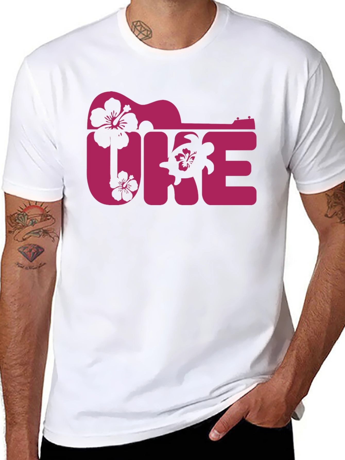 Ukulele Hawaii T-Shirt Black Graphic Tee