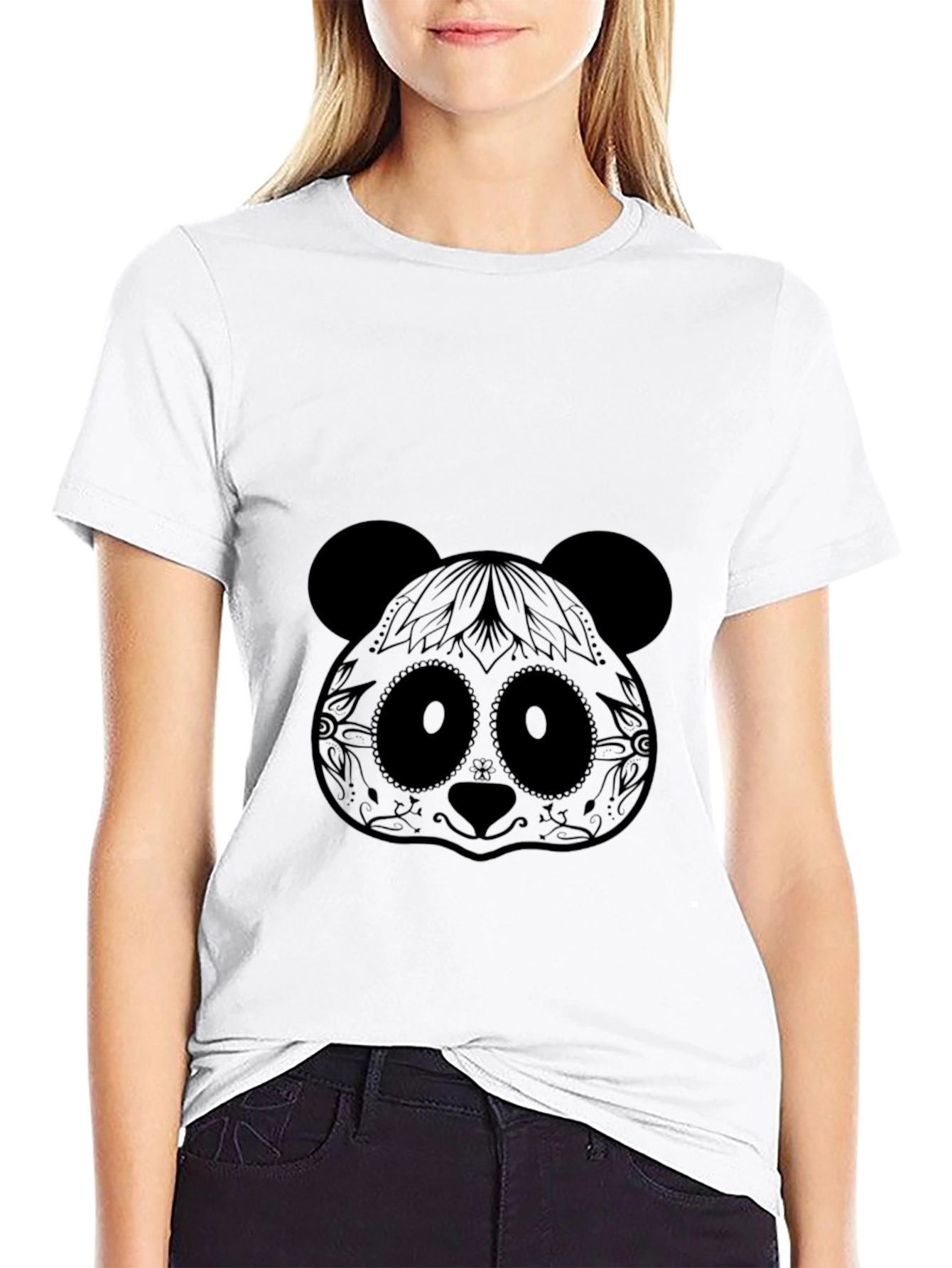 Sugar Skull Panda Graphic Tee - Black
