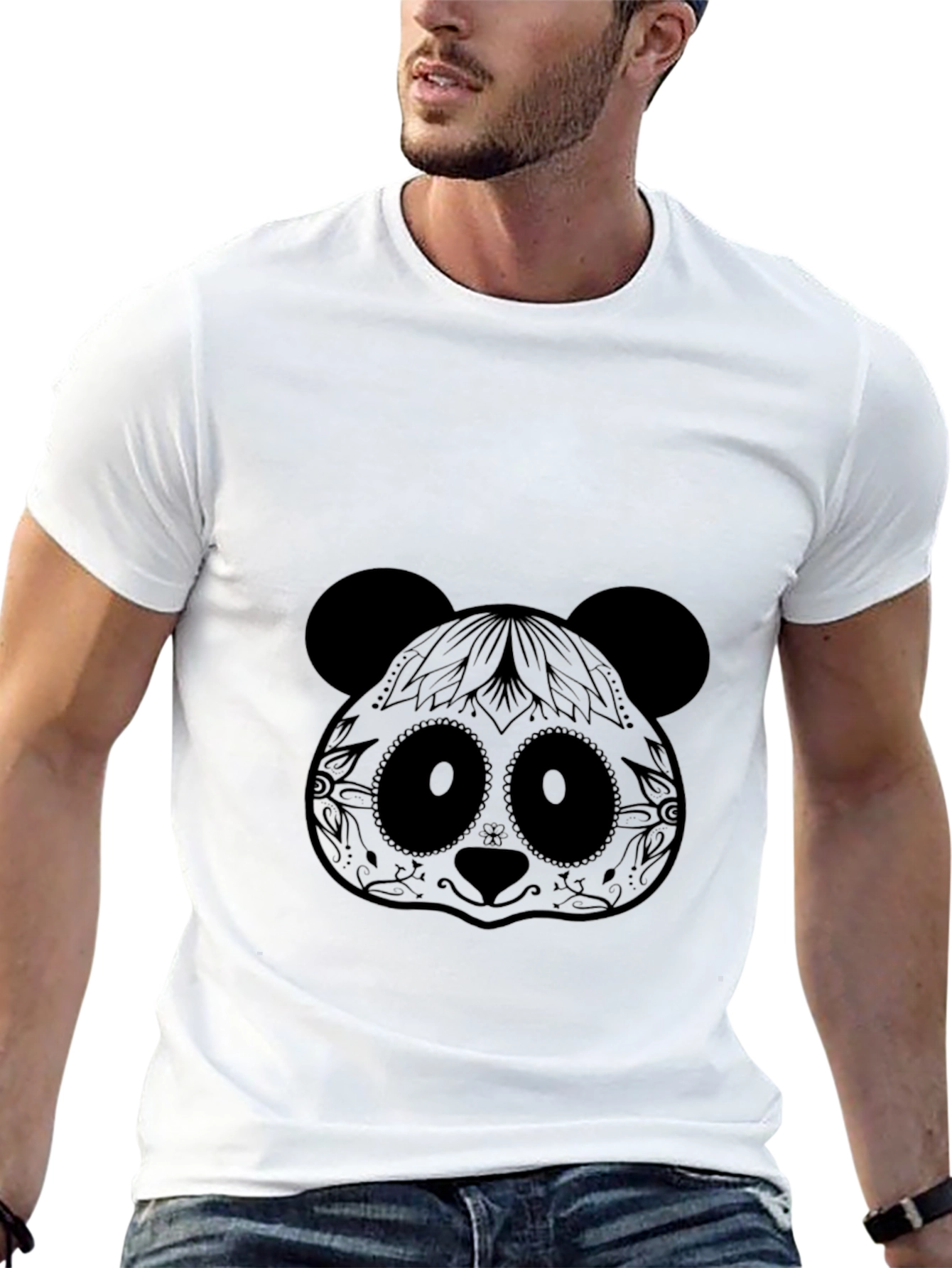 Sugar Skull Panda Graphic Tee - Black