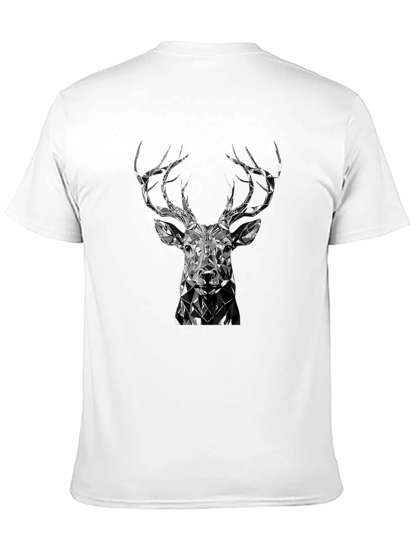 Geometric Deer Head Black T-Shirt