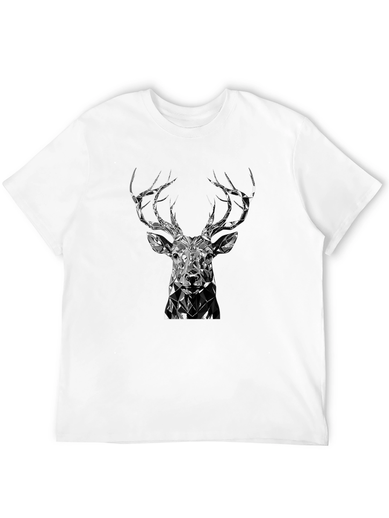 Geometric Deer Head Black T-Shirt