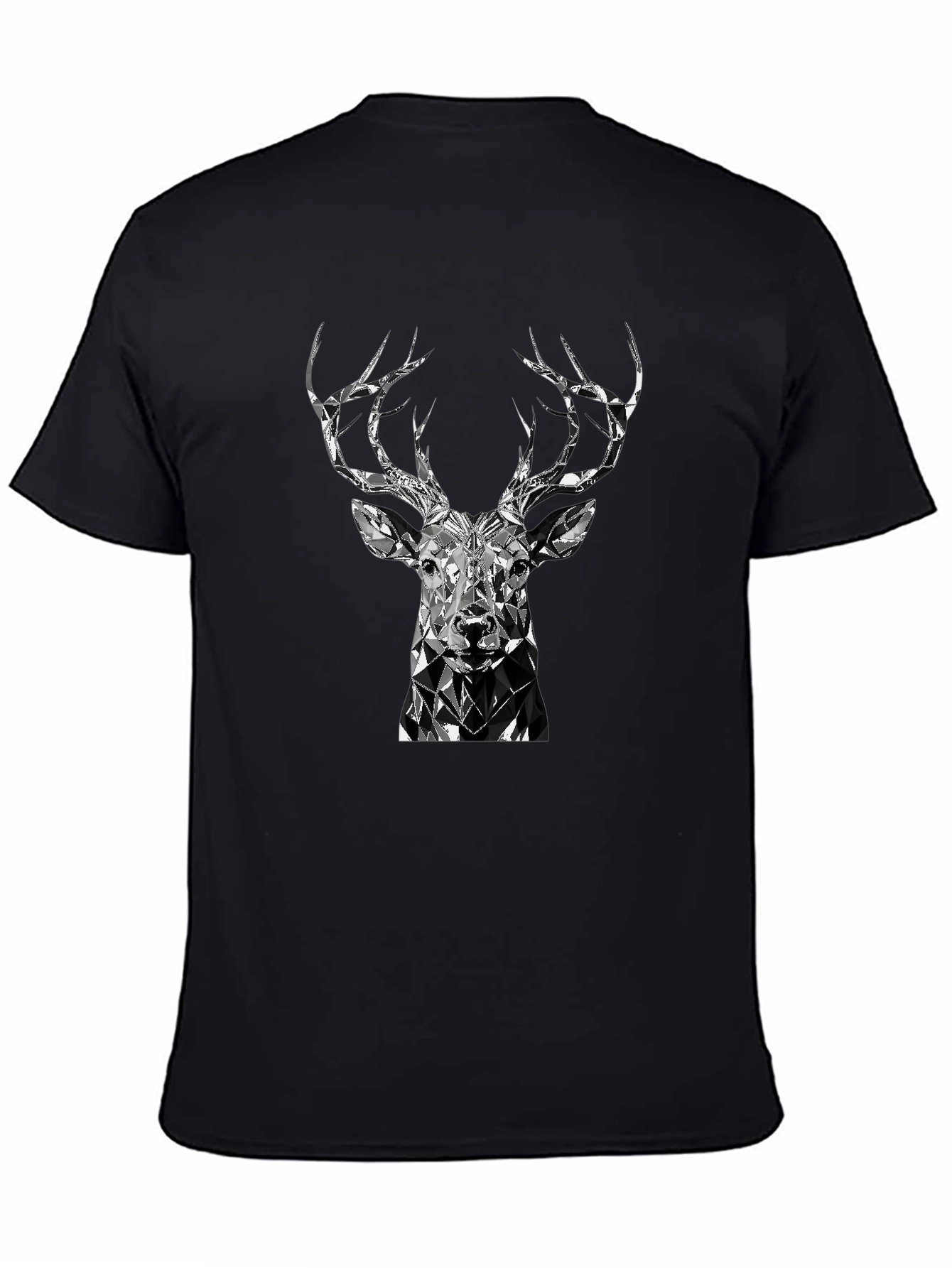 Geometric Deer Head Black T-Shirt
