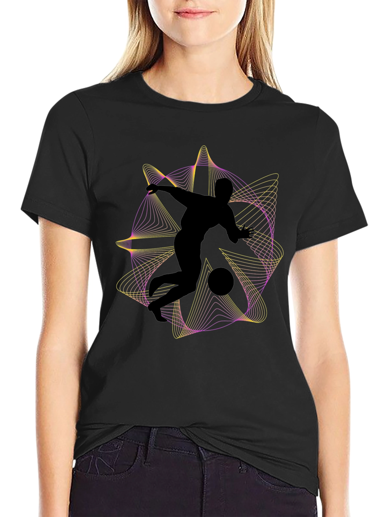 Abstract Soccer Black T-Shirt