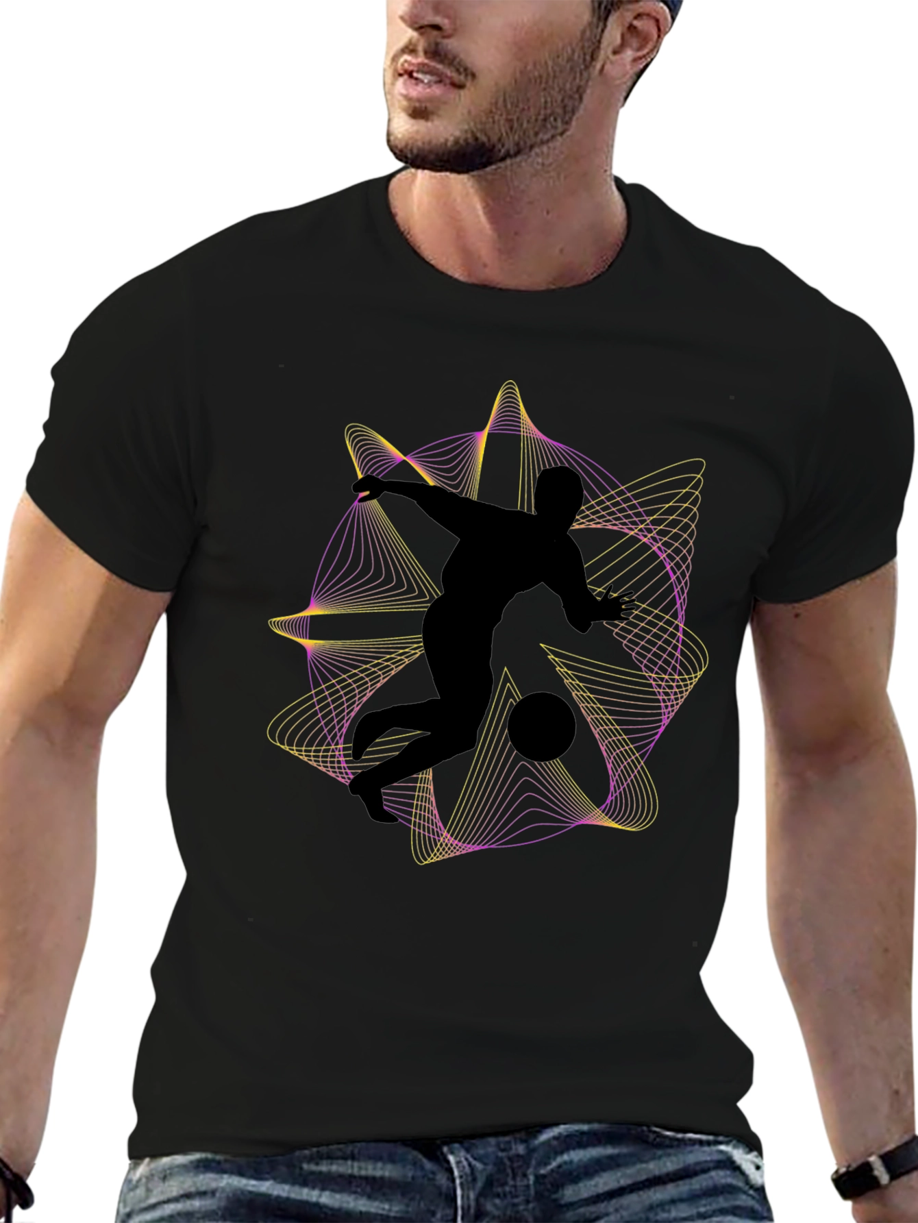 Abstract Soccer Black T-Shirt