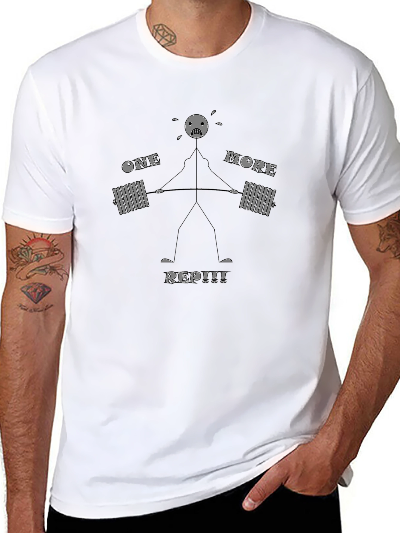 One More Rep! Black Cotton Graphic T-Shirt