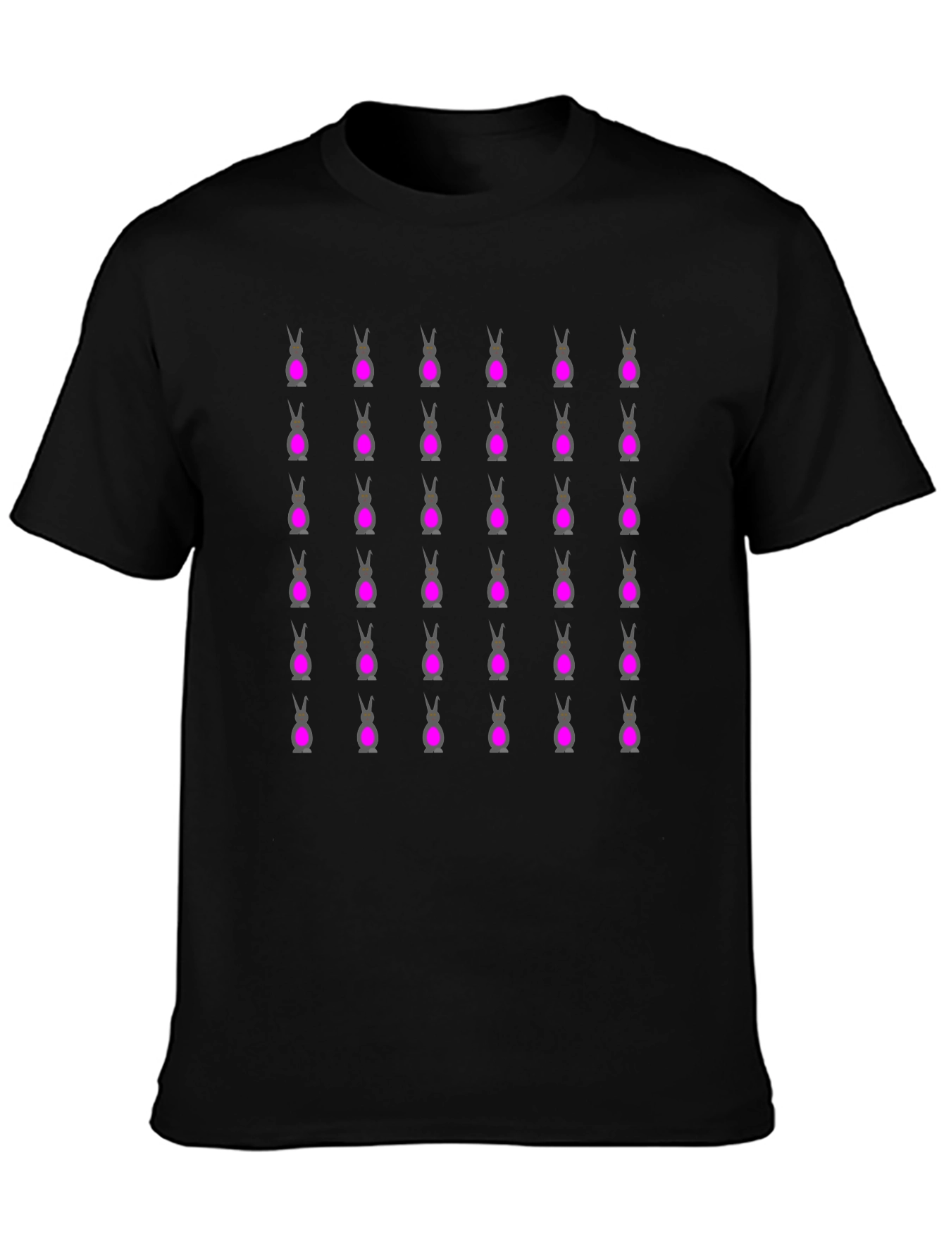 Novelty Bunny Pattern Black T-Shirt