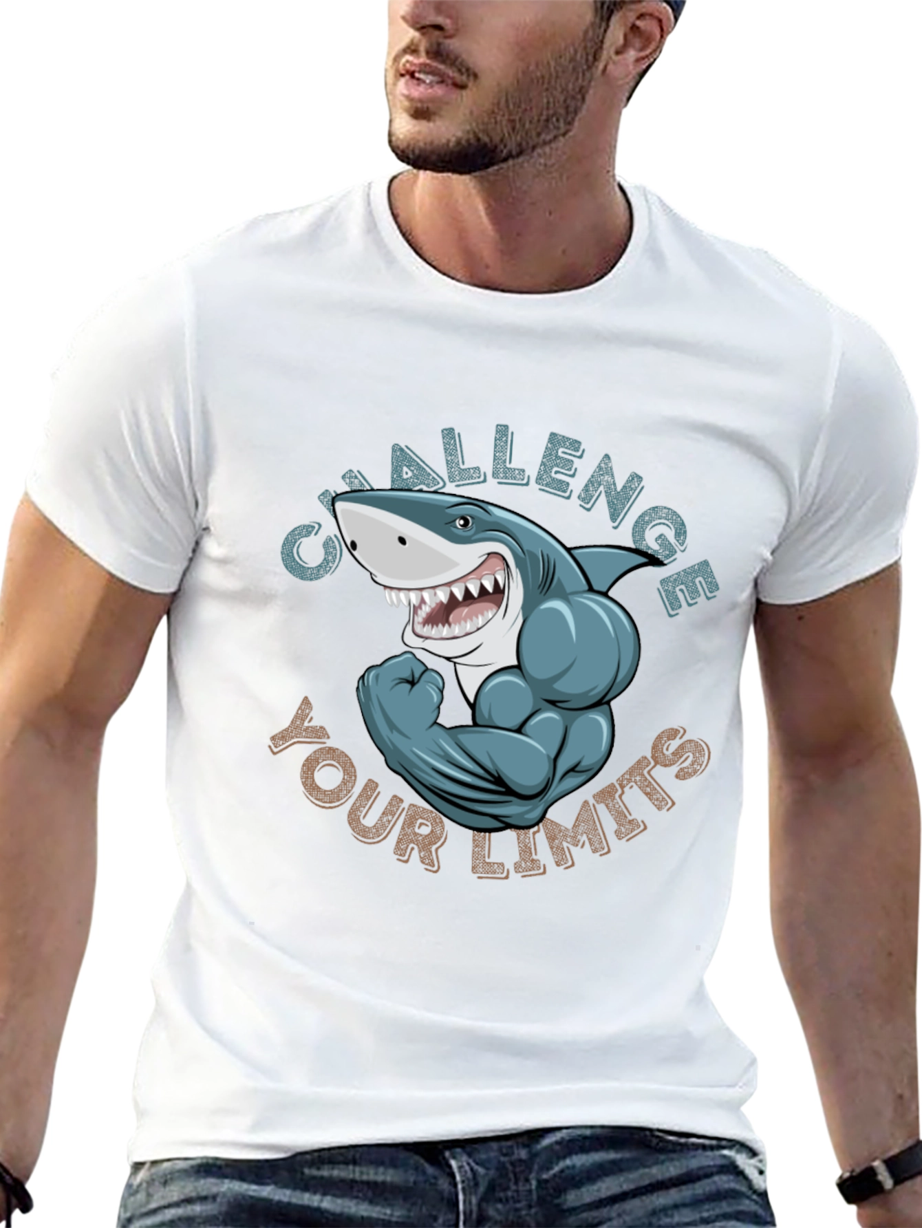 Challenge Your Limits Shark Graphic Tee - Black