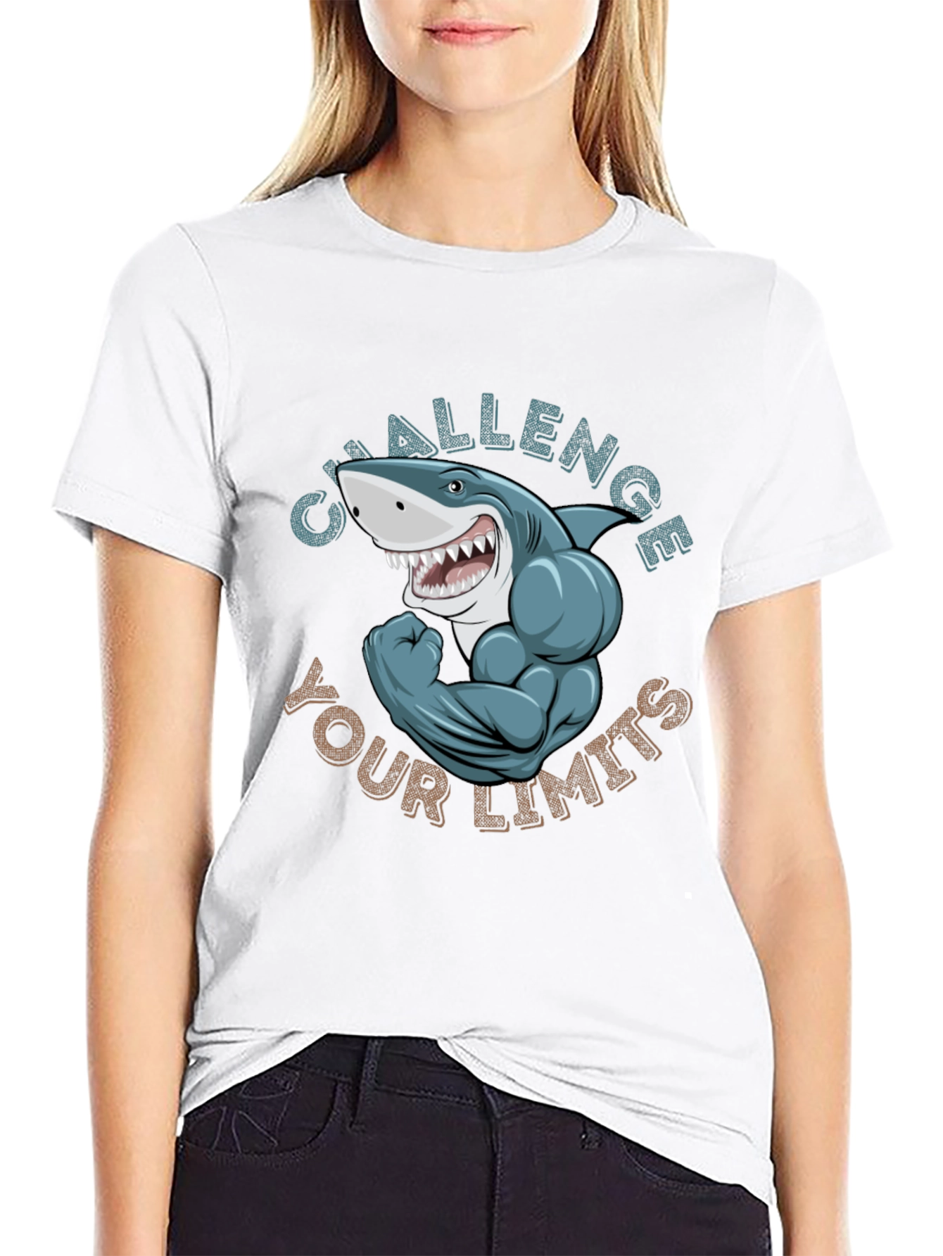 Challenge Your Limits Shark Graphic Tee - Black