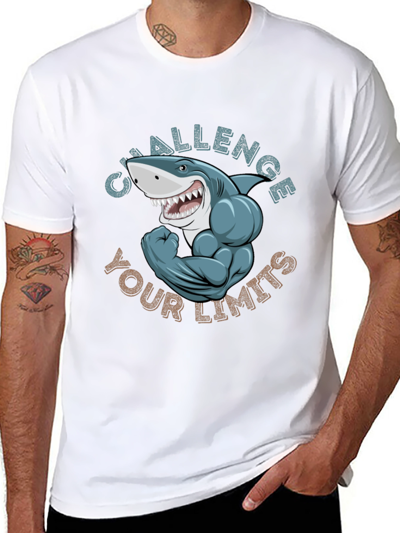Challenge Your Limits Shark Graphic Tee - Black