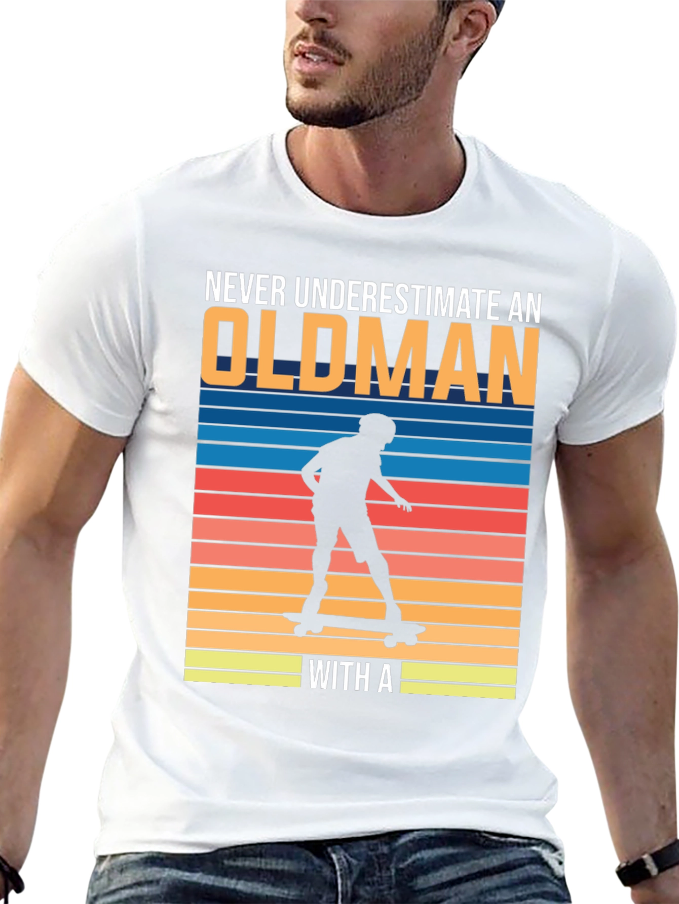 Old Man Skateboarder Graphic Tee