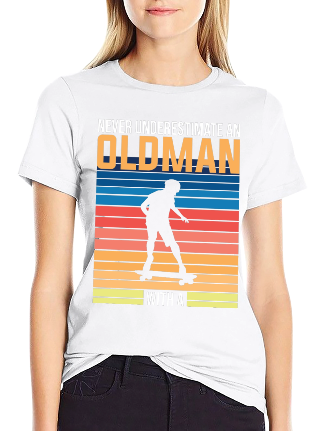 Old Man Skateboarder Graphic Tee