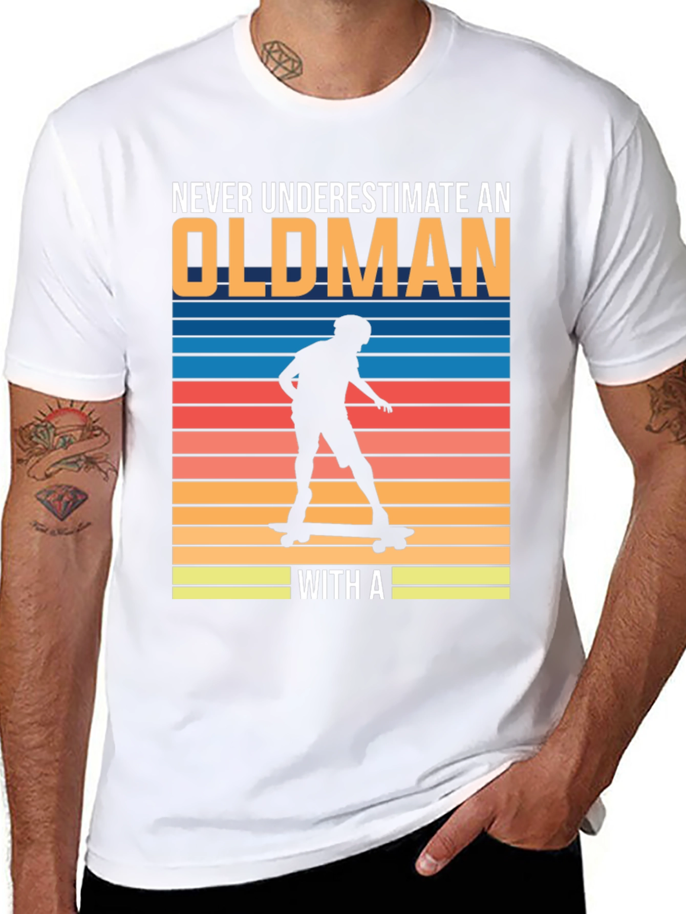 Old Man Skateboarder Graphic Tee
