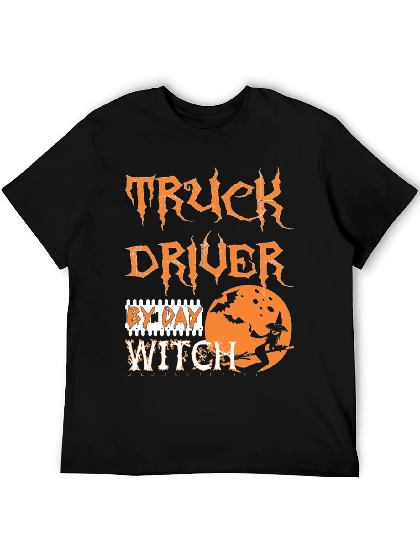 Truck Driver By Day Witch Halloween Graphic Tee