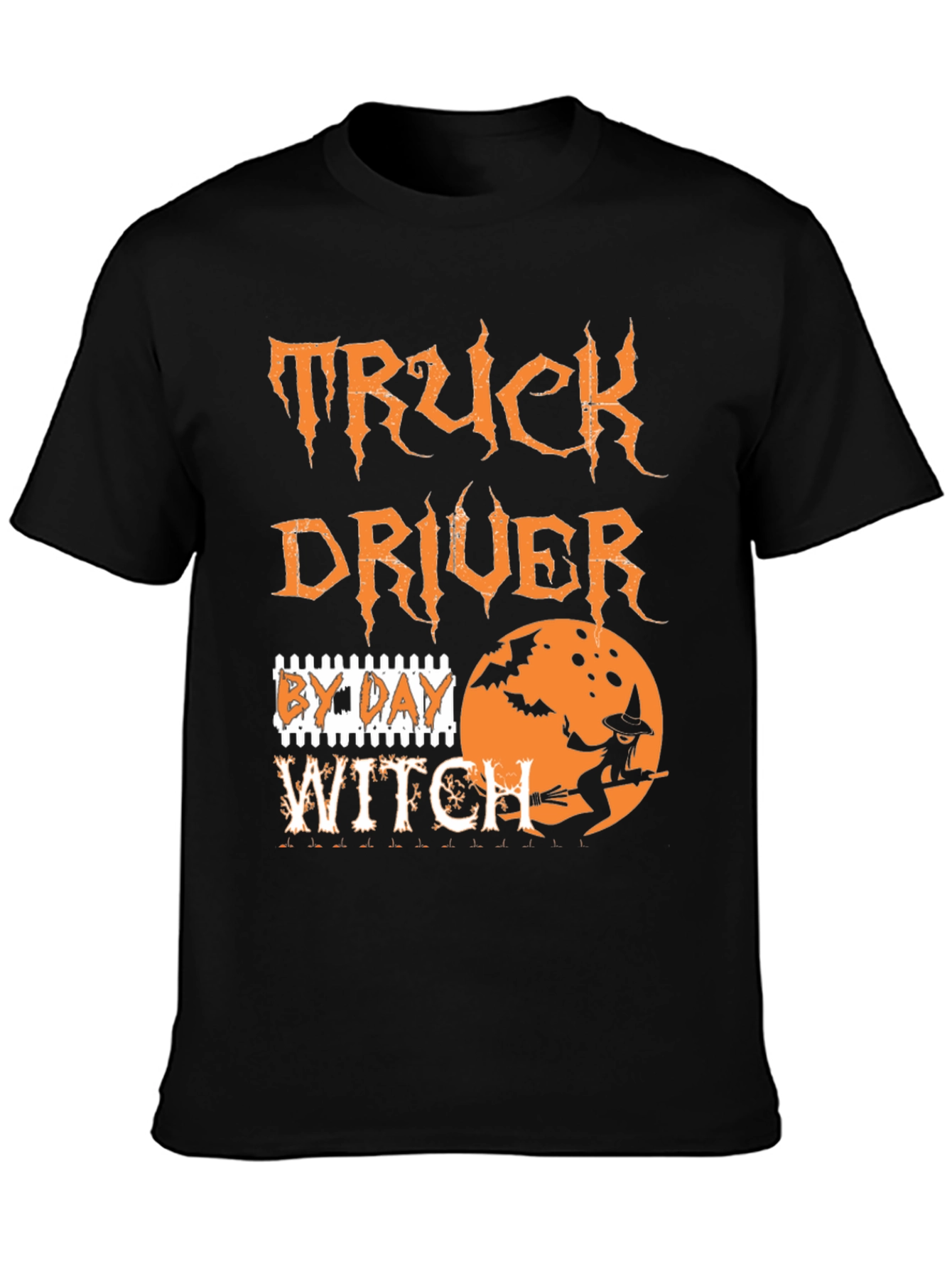 Truck Driver By Day Witch Halloween Graphic Tee