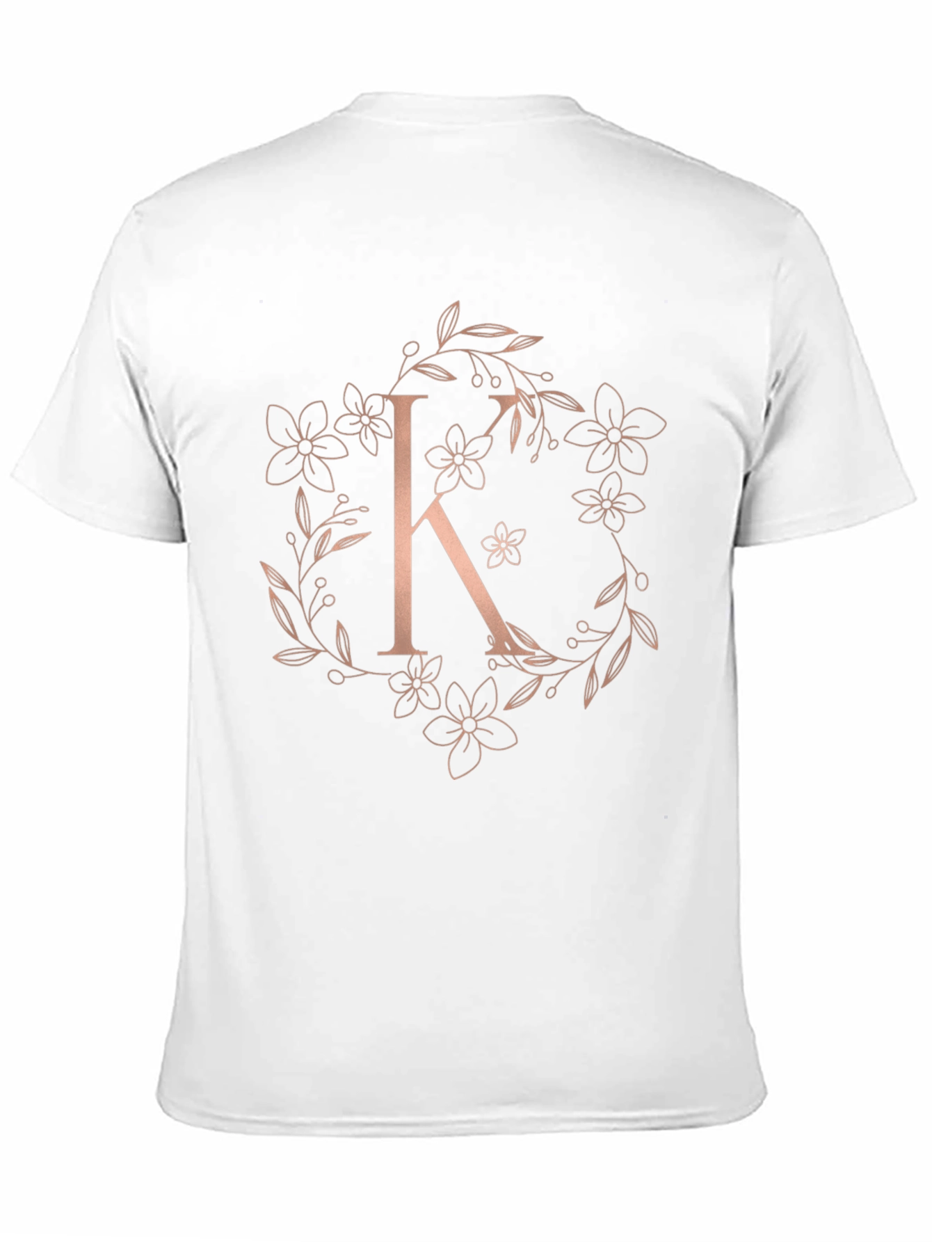 Elegant Floral Initial K Black T-Shirt