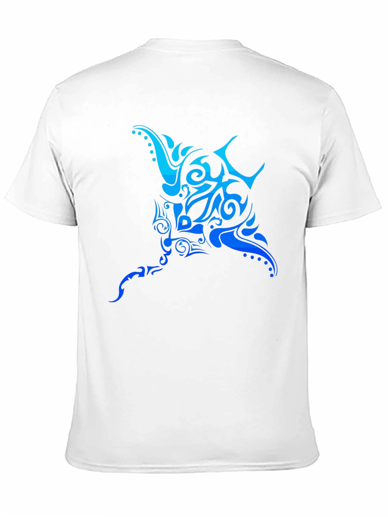 Tribal Manta Ray Graphic Tee - Black Cotton T-Shirt