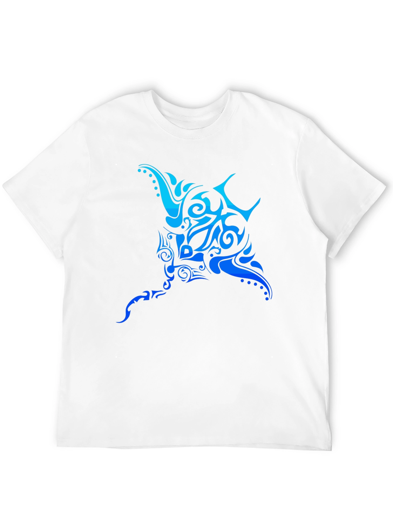 Tribal Manta Ray Graphic Tee - Black Cotton T-Shirt