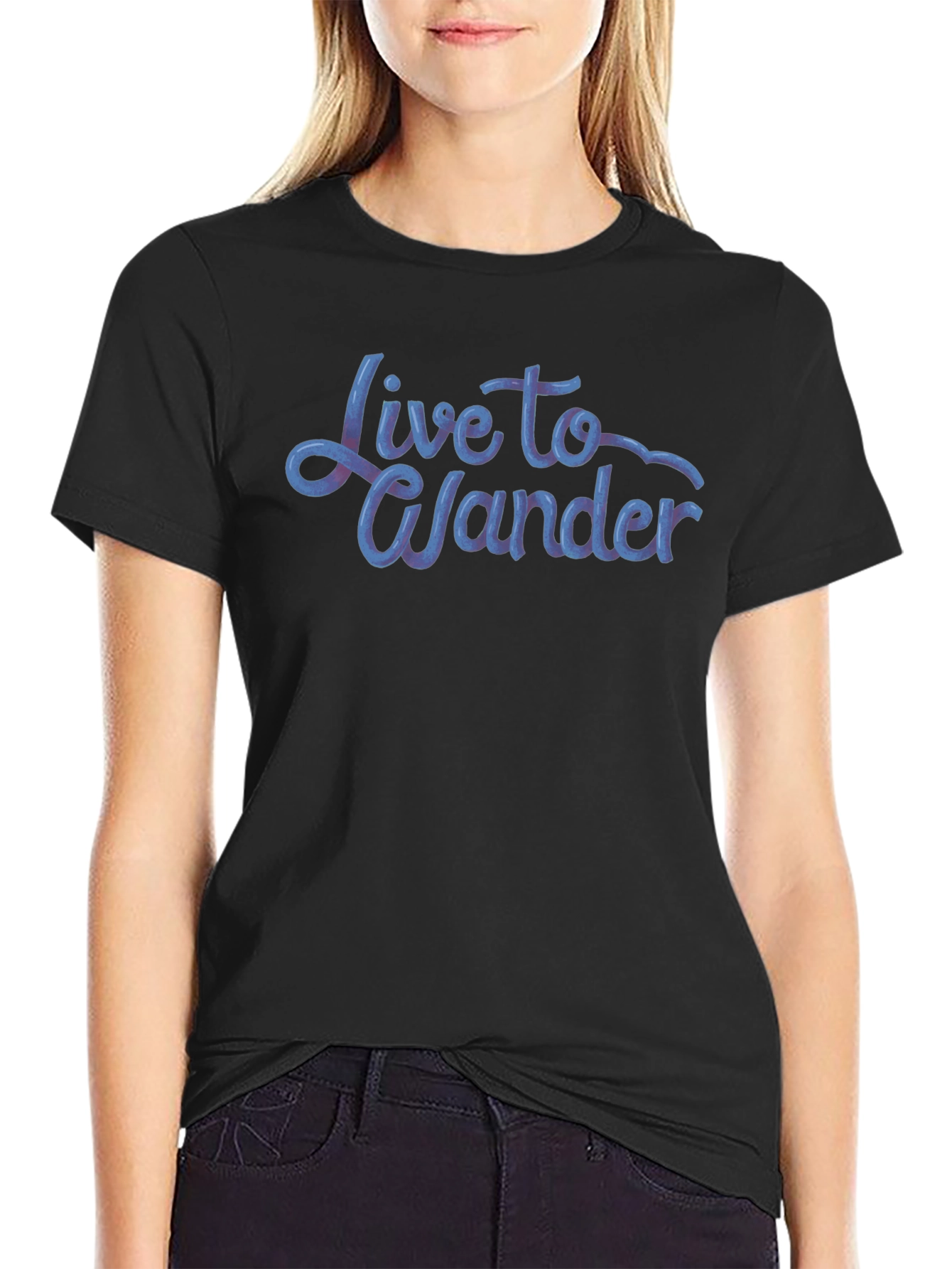 Live to Wander Graphic Tee - Black Cotton Blend