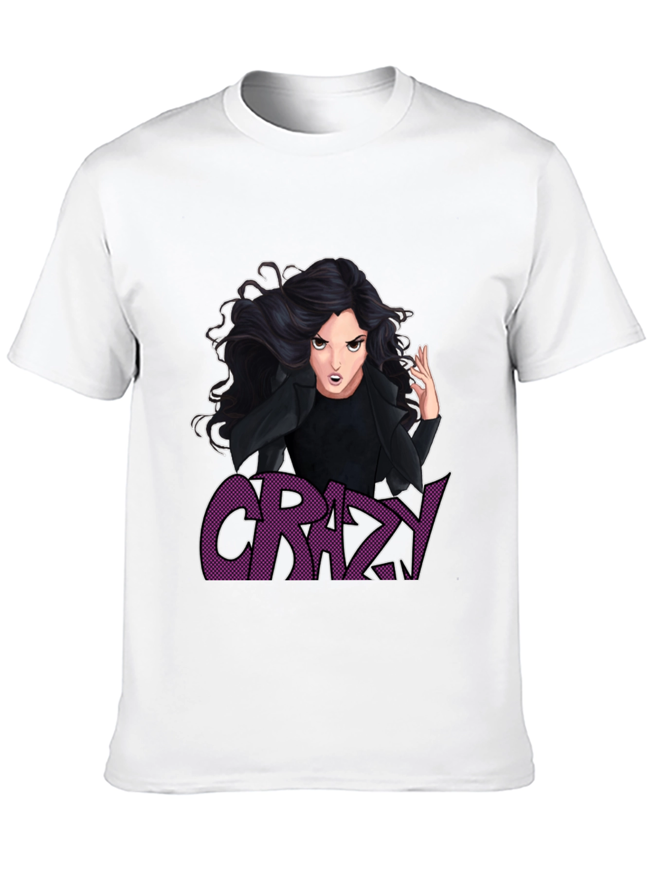 Crazy Cartoon Graphic Print Black T-Shirt