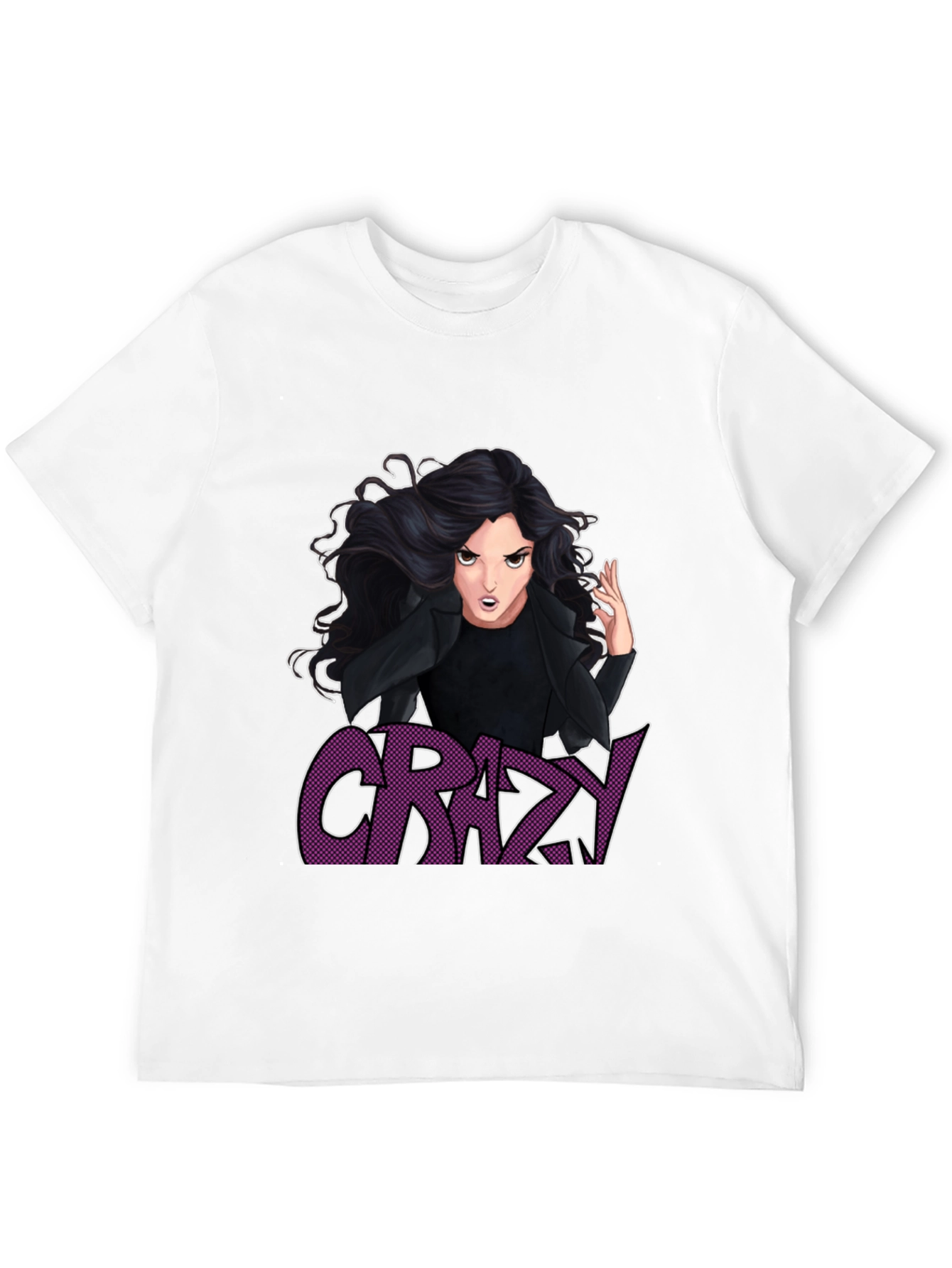 Crazy Cartoon Graphic Print Black T-Shirt