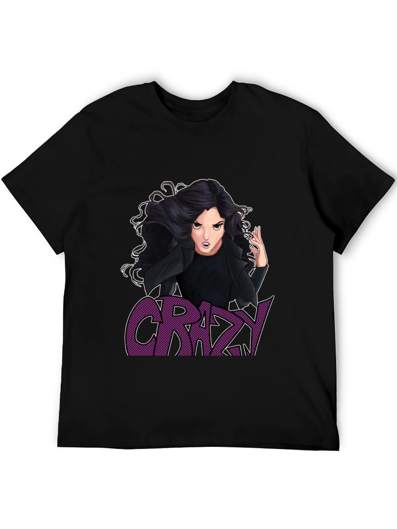Crazy Cartoon Graphic Print Black T-Shirt