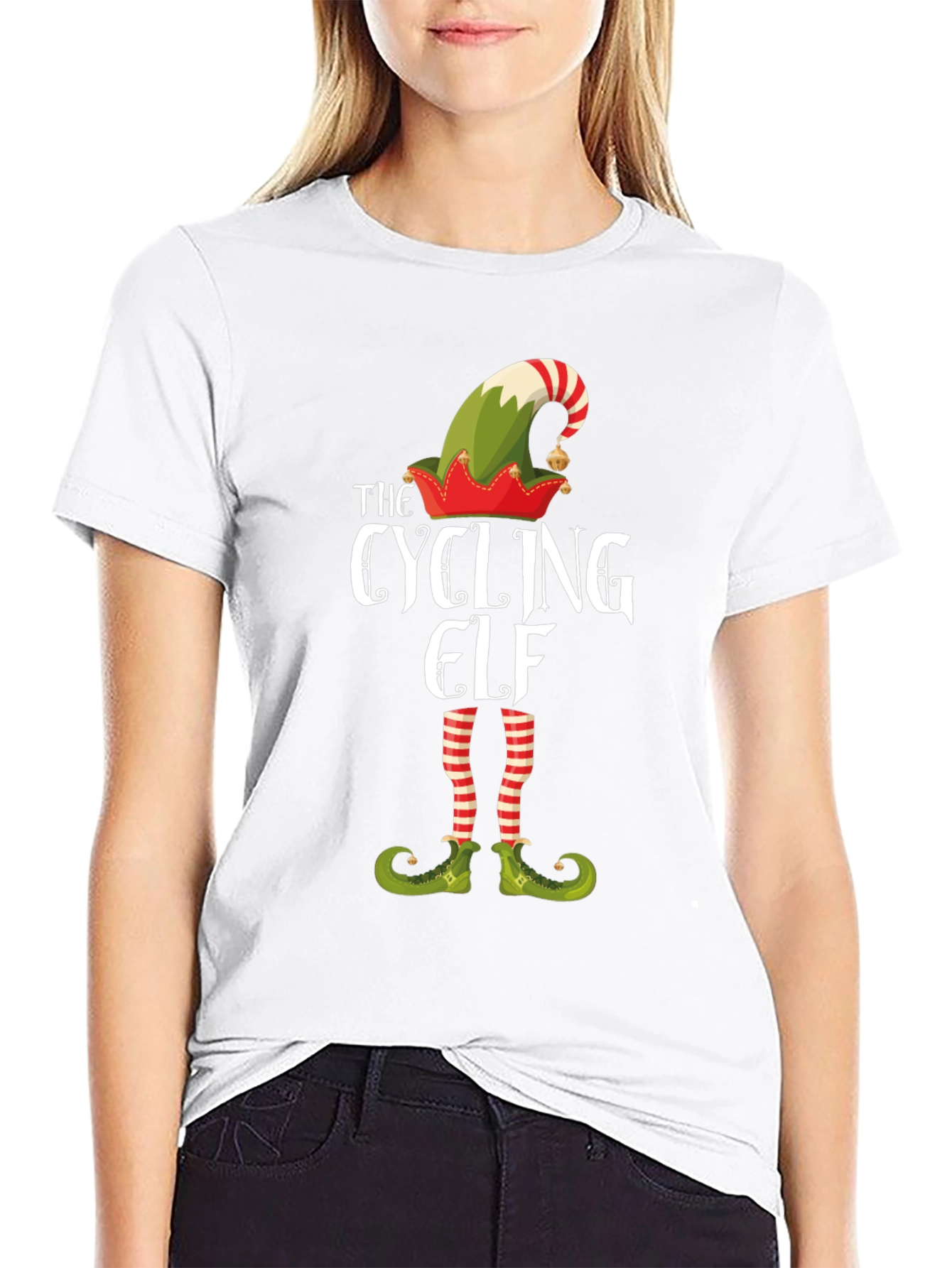 Cycling Elf Christmas T-Shirt - Holiday Fun!
