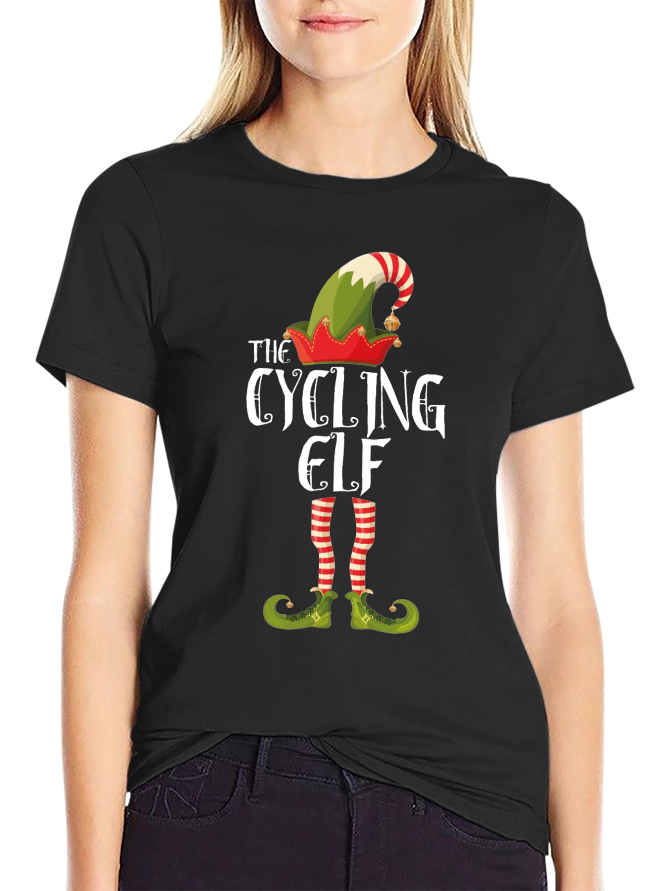 Cycling Elf Christmas T-Shirt - Holiday Fun!