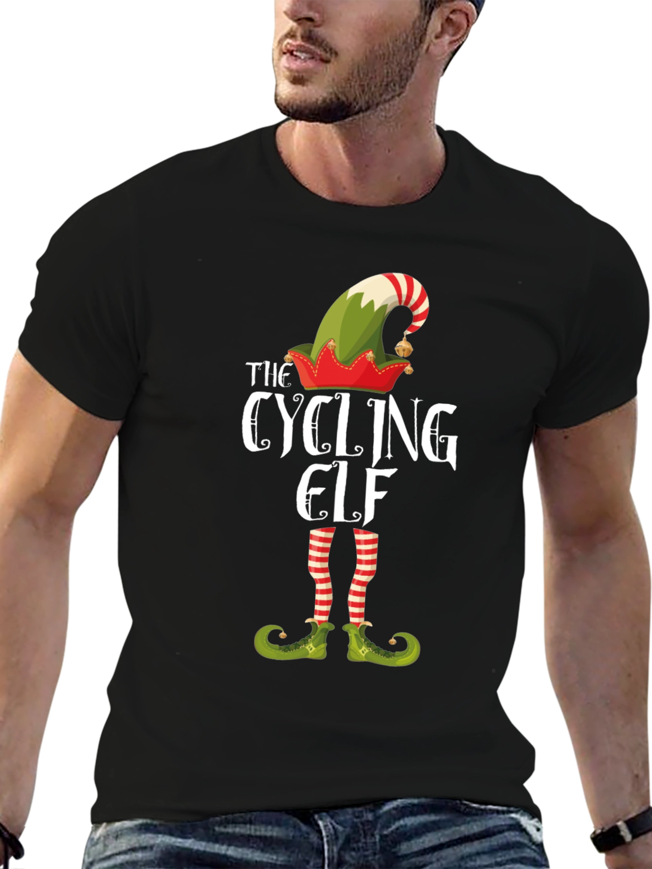 Cycling Elf Christmas T-Shirt - Holiday Fun!