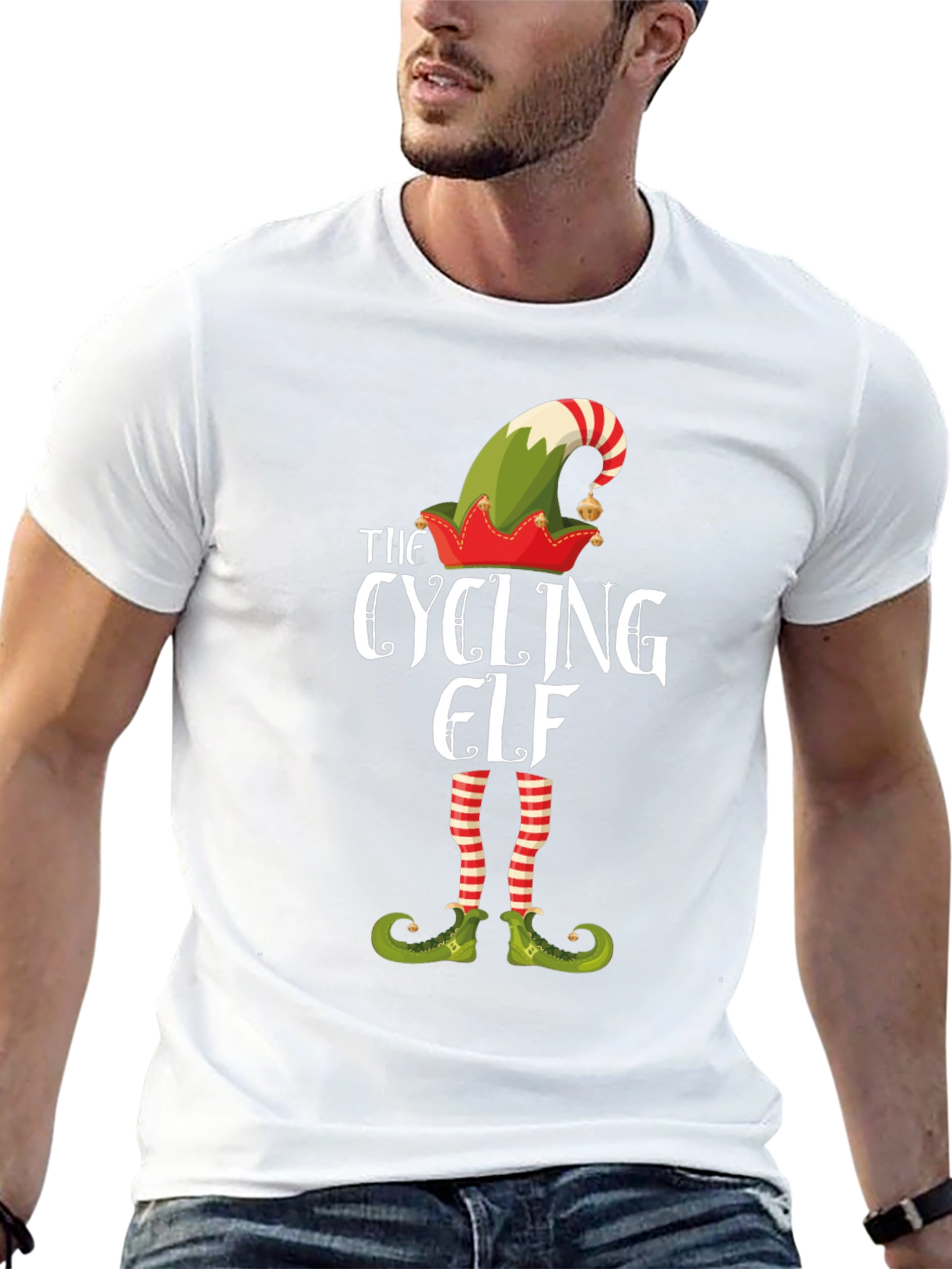 Cycling Elf Christmas T-Shirt - Holiday Fun!
