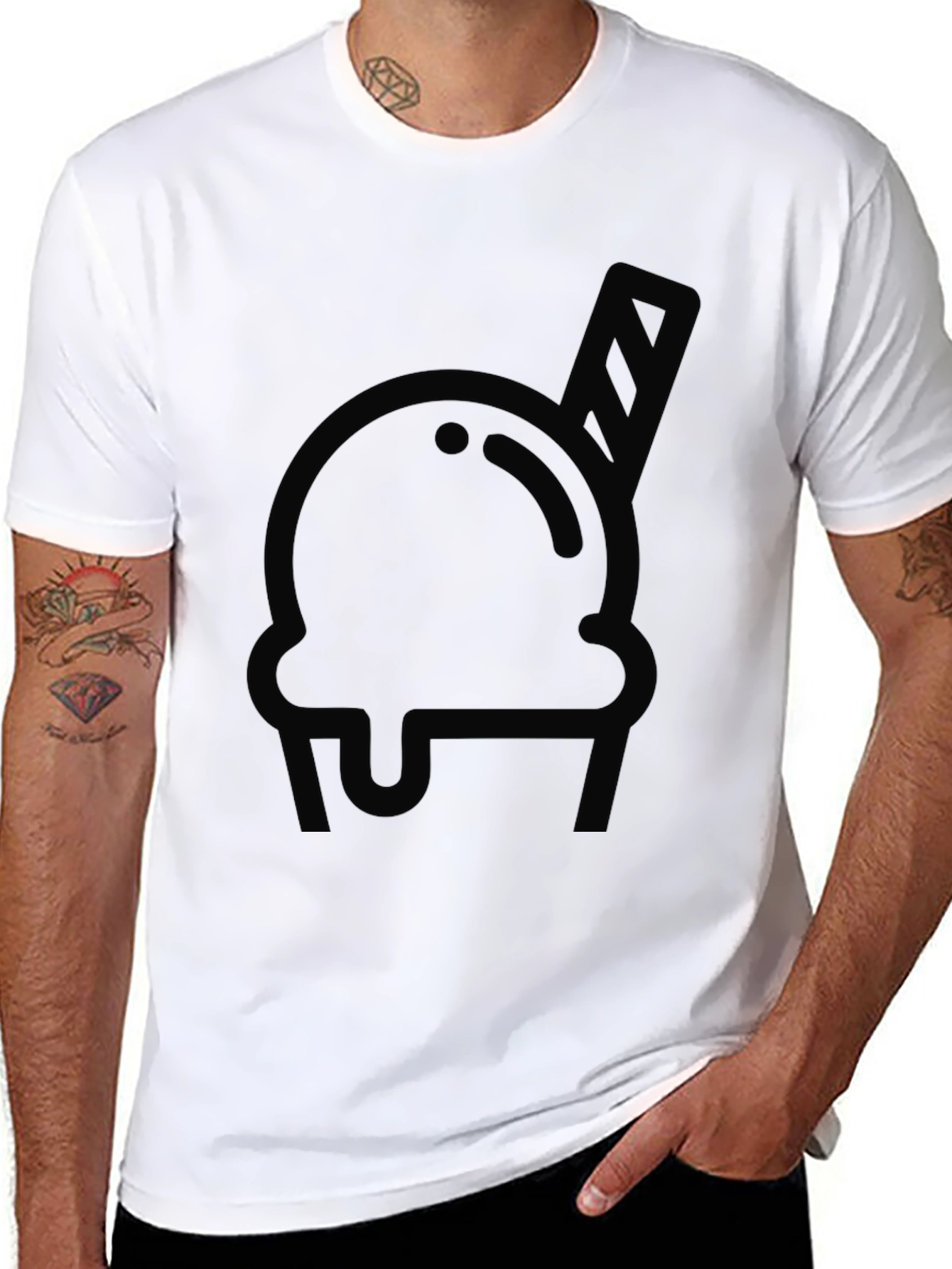Cool Ice Cream Graphic Tee - Black Cotton T-Shirt