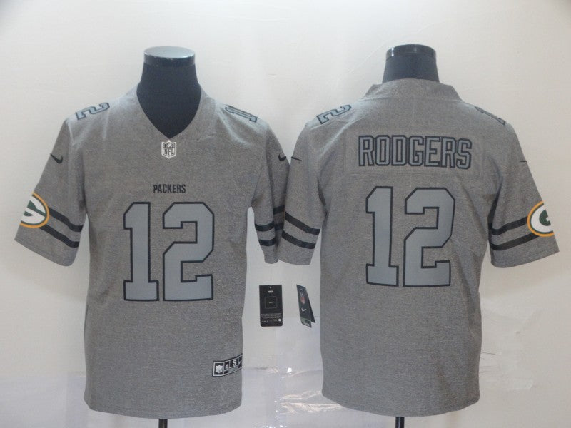 Men's Green Bay Packers Aaron Rodgers #12 Gray Game Jerseys