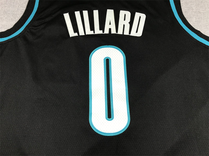 Men's Portland Trail Blazers Damian Lillard #0 Black 2022/23 Fastbreak Jerseys - City Edition