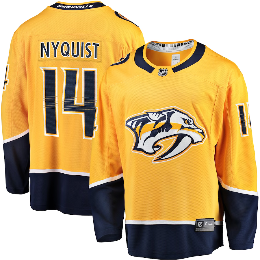 Men's Nashville Predators Gustav Nyquist #14 Gold Home Breakaway Jerseys