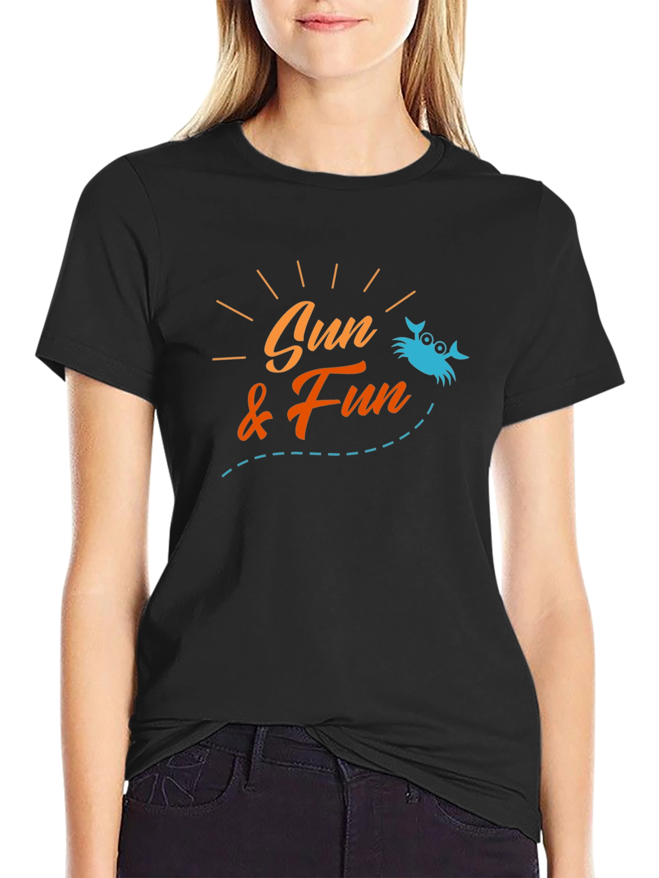 Sun & Fun Crab Graphic Tee - Black