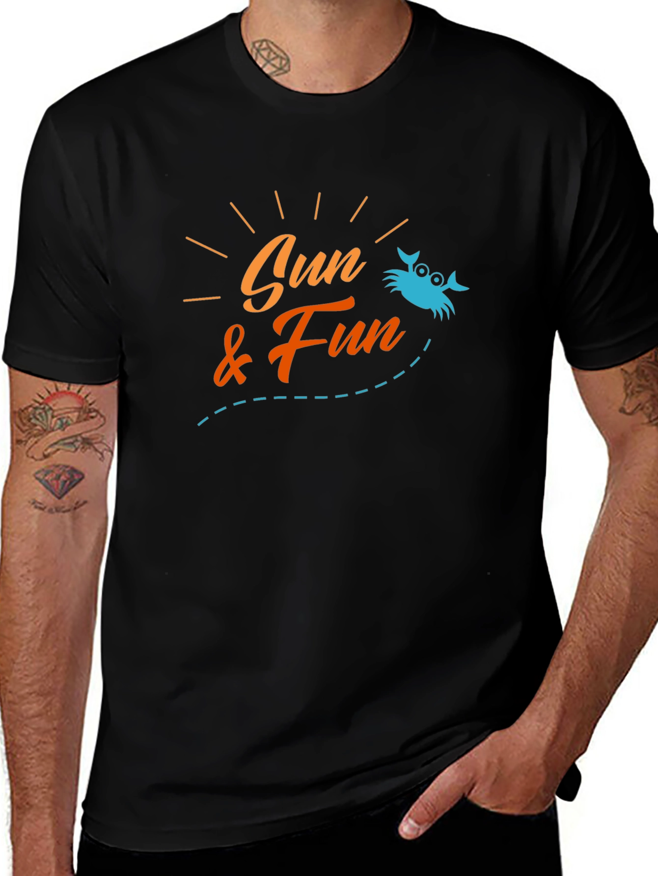 Sun & Fun Crab Graphic Tee - Black