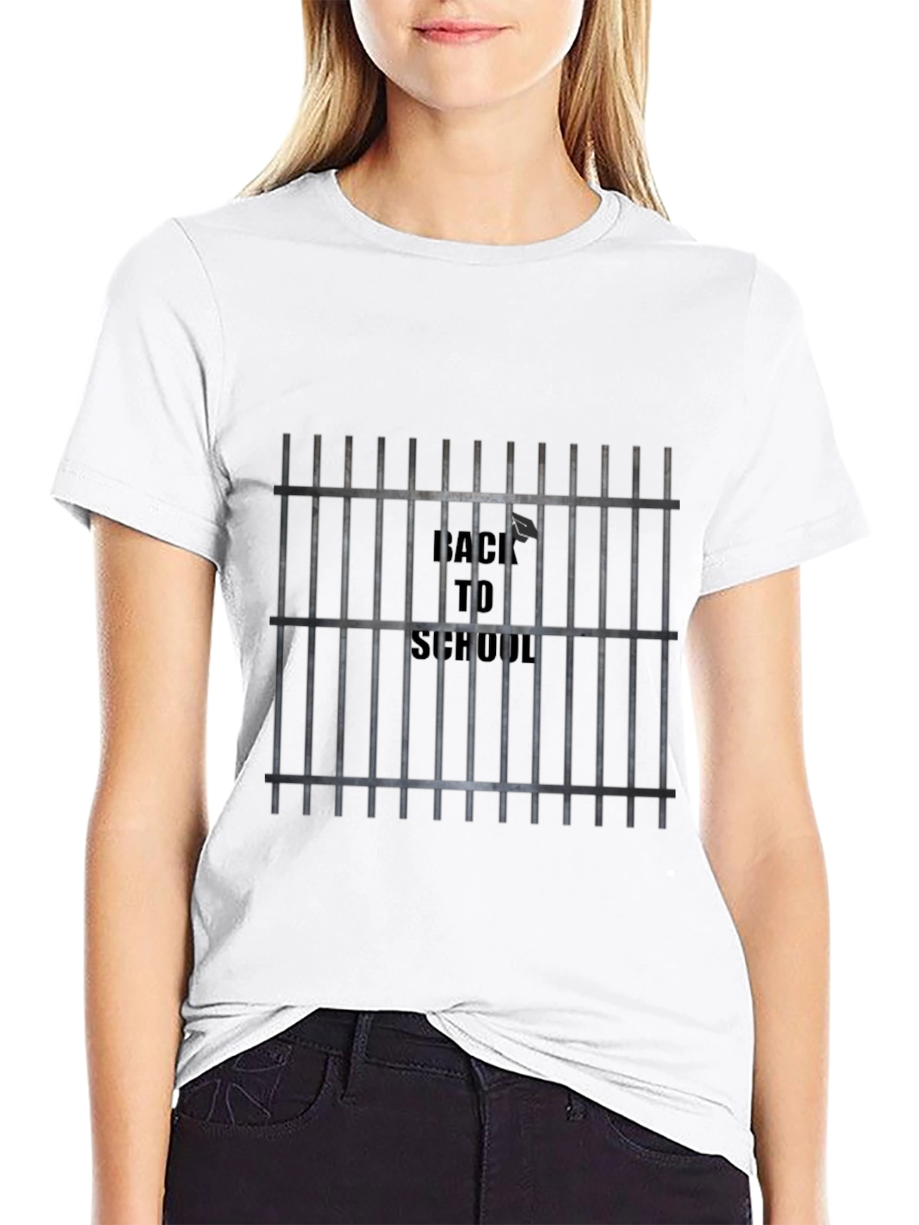 Back to School Jail Bar Graphic Tee - Black