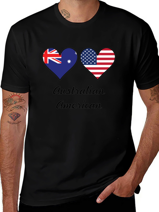 Australian American Flag Heart T-Shirt